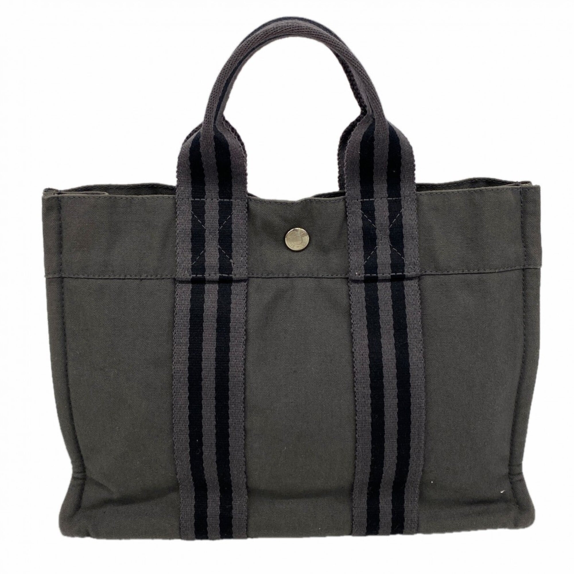 Hermes Gray Canvas Handbag (Pre-Owned)