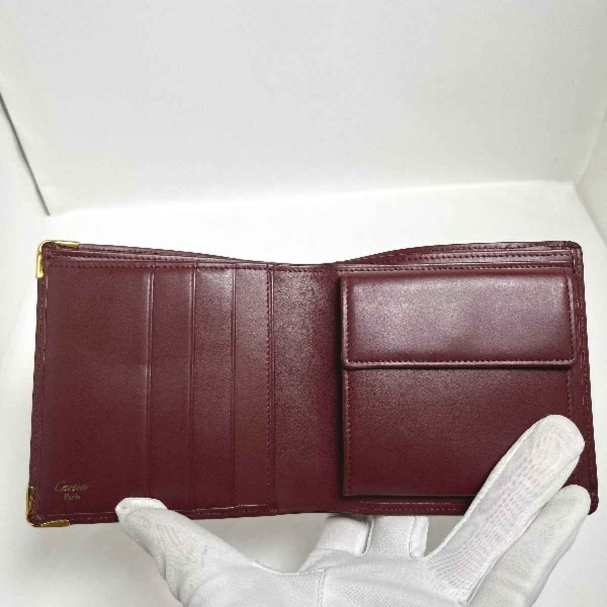 Cartier Wine Red Leather Wallet (Bi-Fold) (Pre-Owned)