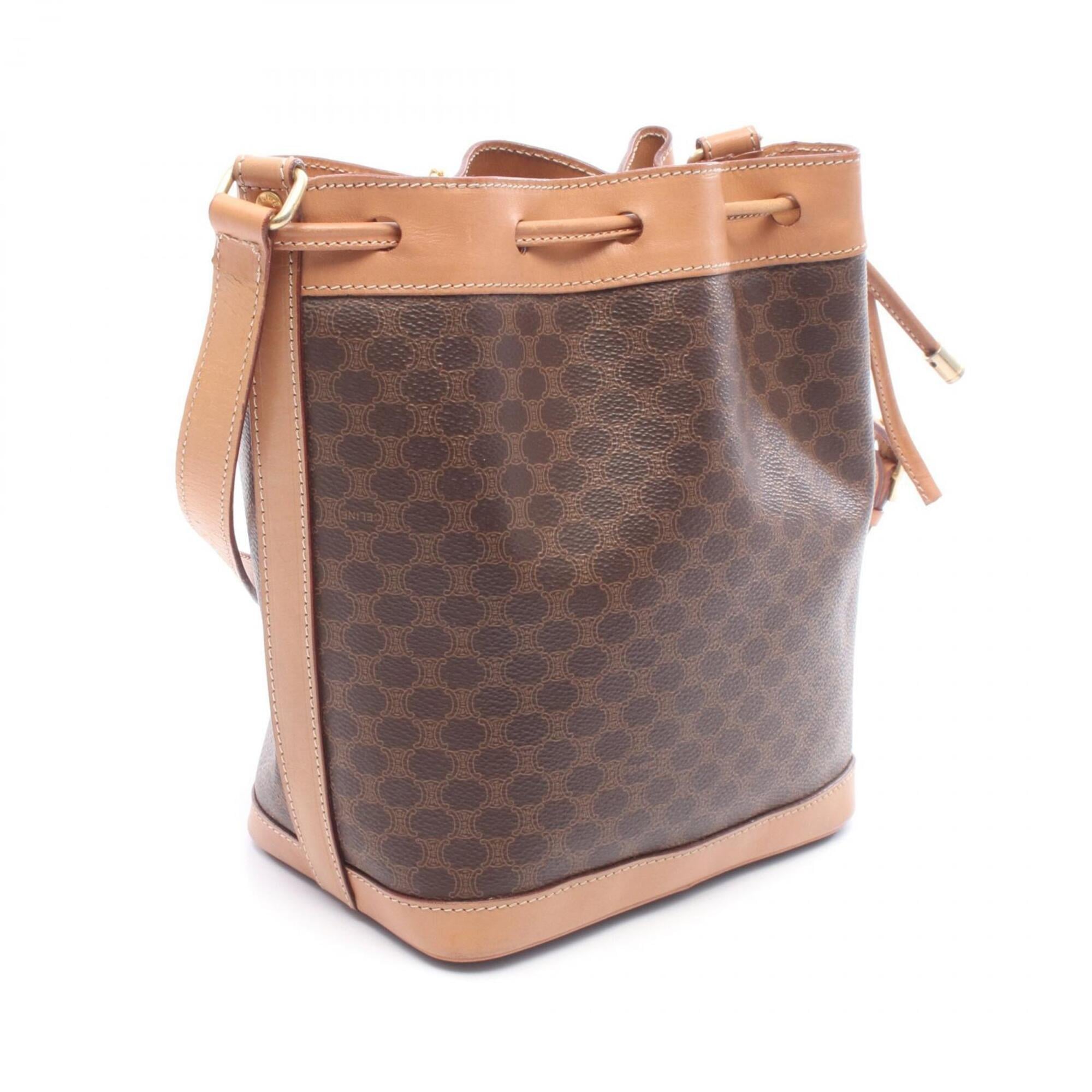 Celine Brown Coated Canvas Leather Handbag Shoulder Bag (Pre-Owned)
