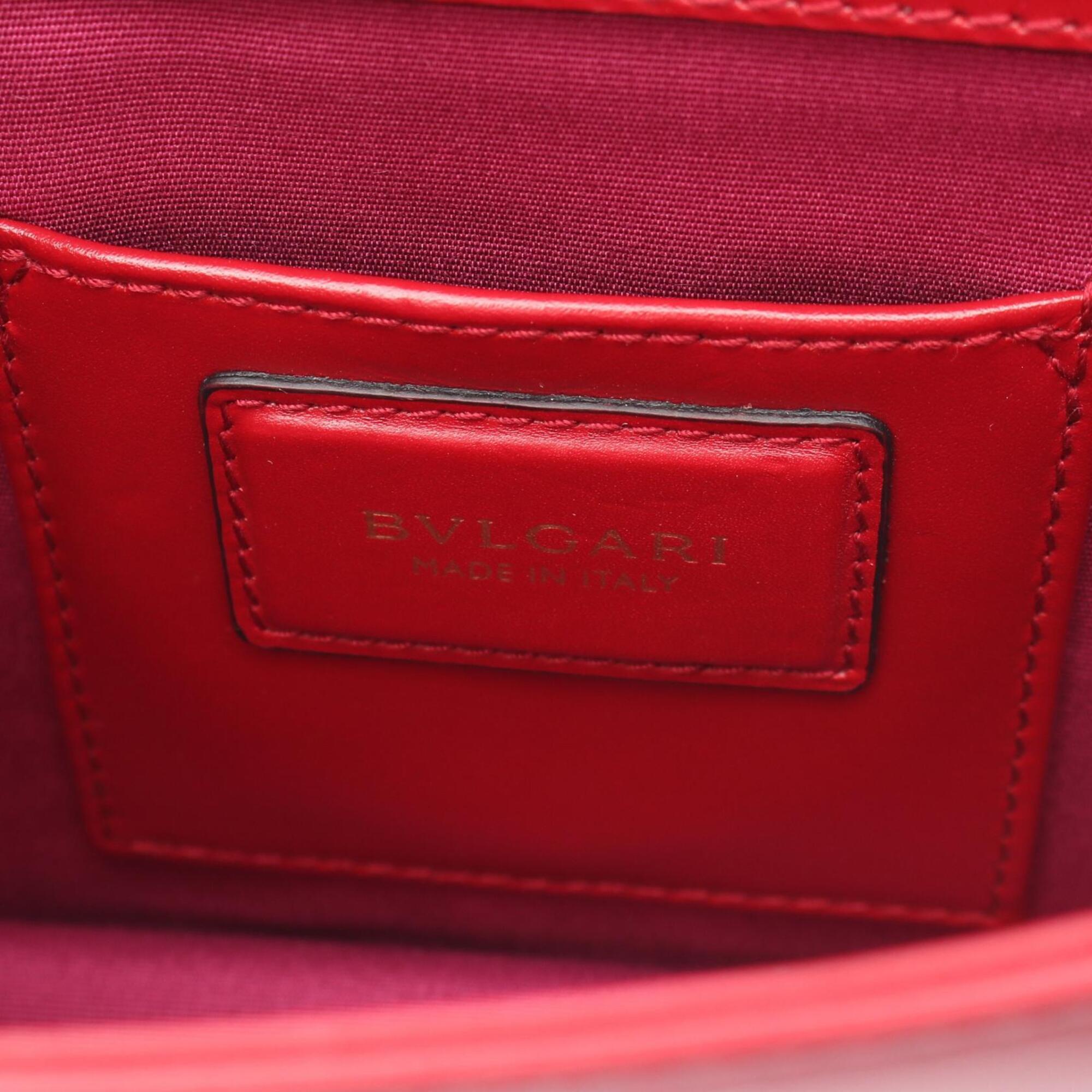 Bvlgari Red Color Leather Handbag Shoulder Bag (Pre-Owned)