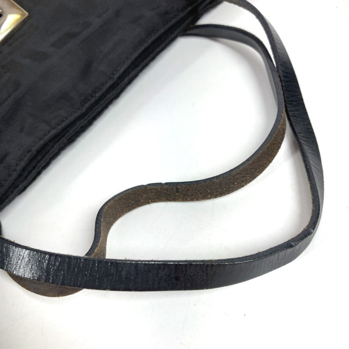 Fendi Black Leather Nylon Handbag Tote Bag (Pre-Owned)