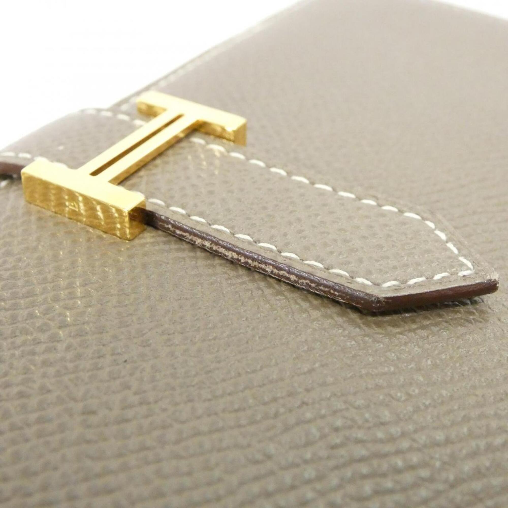 Hermes Etoupe Gray Soufre Epsom Leather Long Wallet (Bi-Fold) (Pre-Owned)