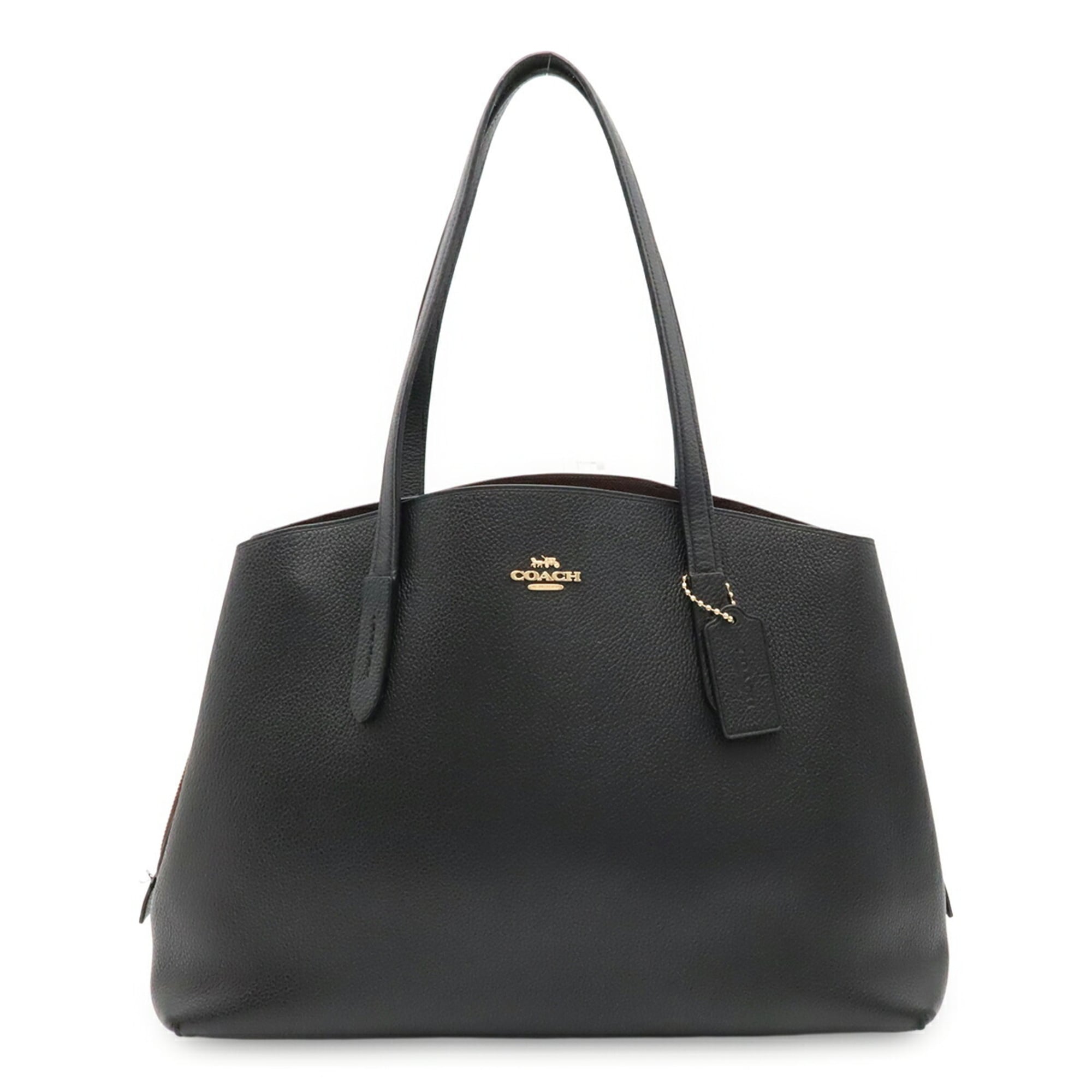Coach Black Leather Shoulder Bag Tote Bag (Pre-Owned)