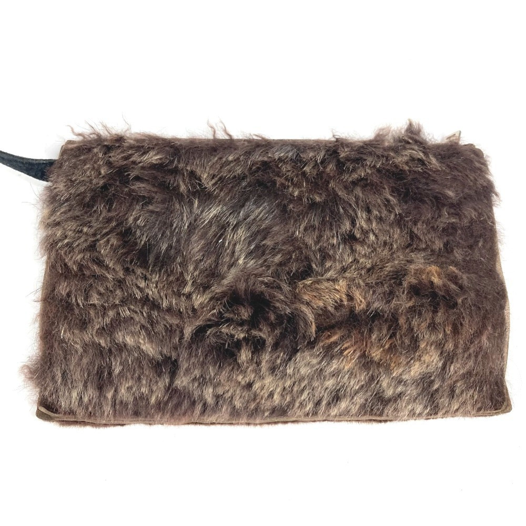 Chanel Black Brown Fur Shoulder Bag Tote Bag (Pre-Owned)