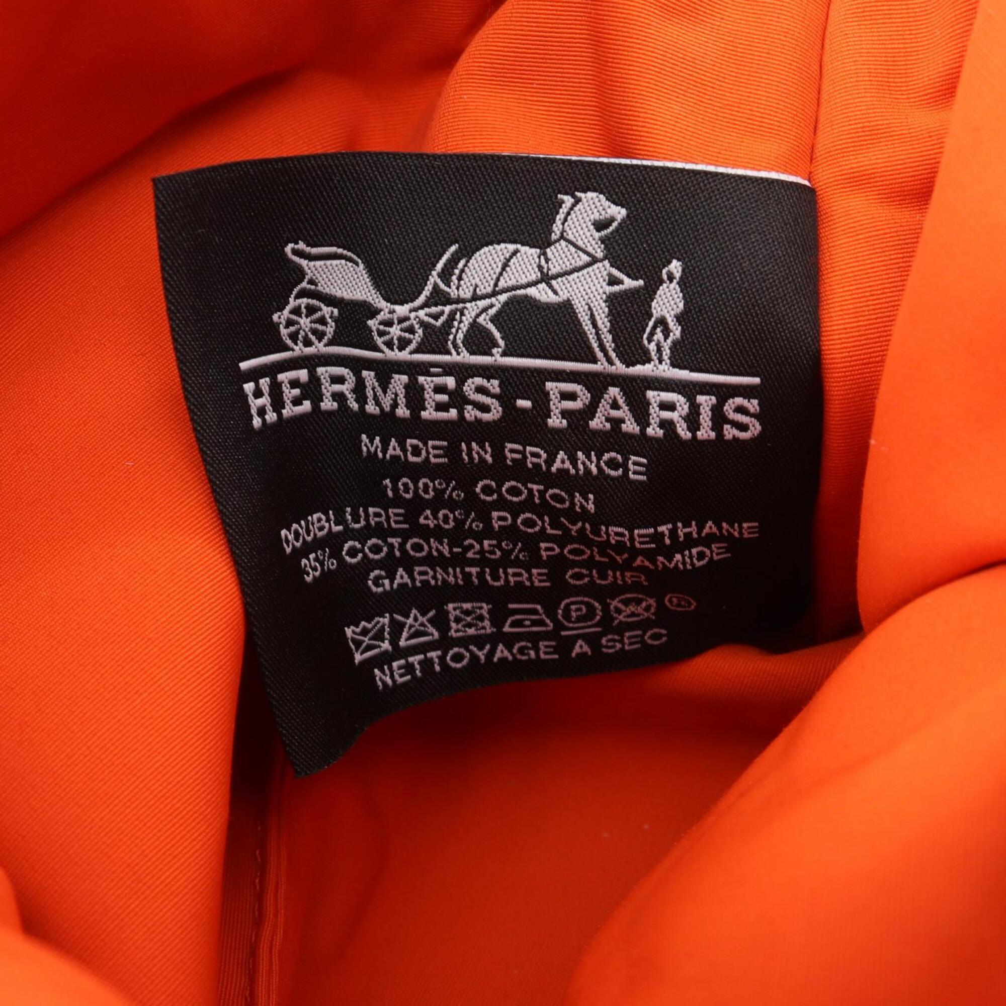 Hermes Orange Canvas Leather Pouch (Pre-Owned)