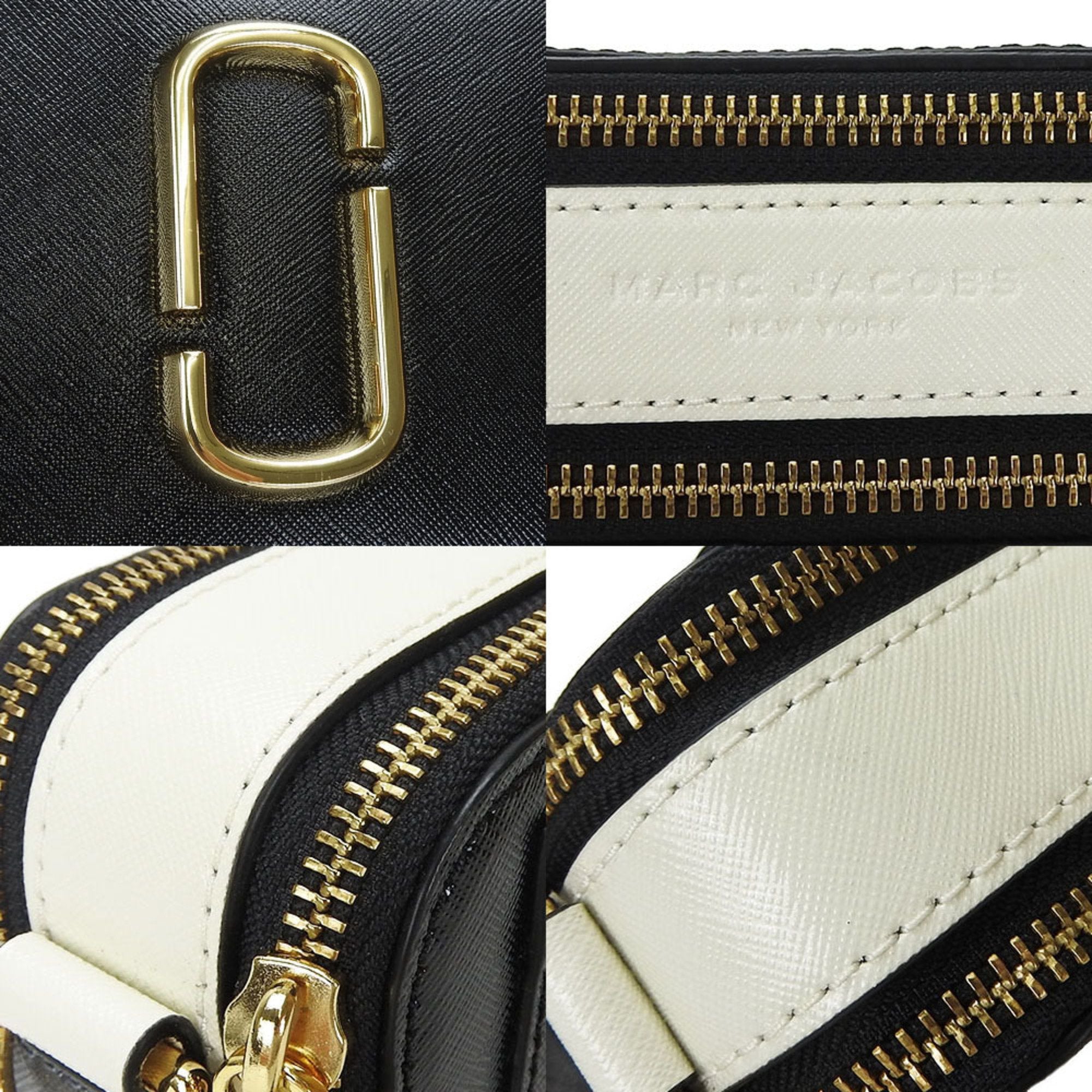 Marc Jacobs Black Gray Pink White Leather Shoulder Bag (Pre-Owned)