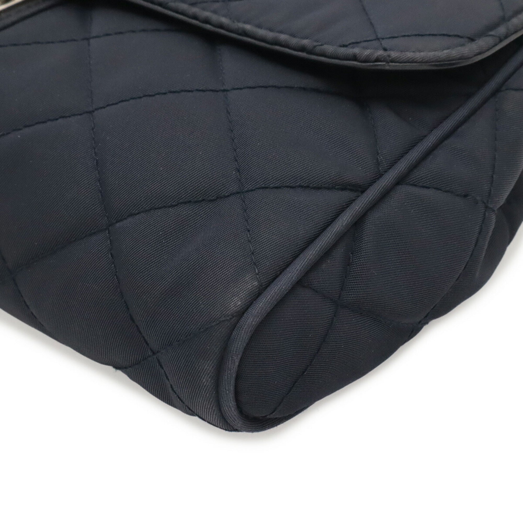 Prada Navy Nylon Leather Shoulder Bag (Pre-Owned)