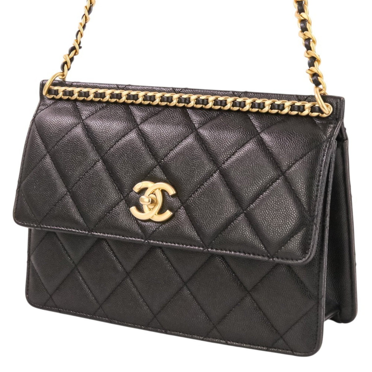 Chanel Black Grained Calfskin Shoulder Bag (Pre-Owned)