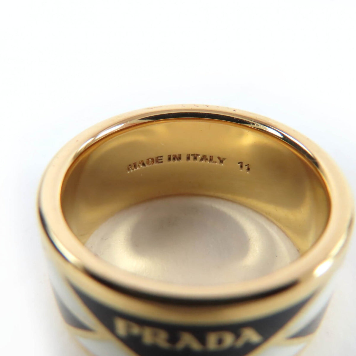 Prada Gold Black White Band Ring (Pre-Owned)