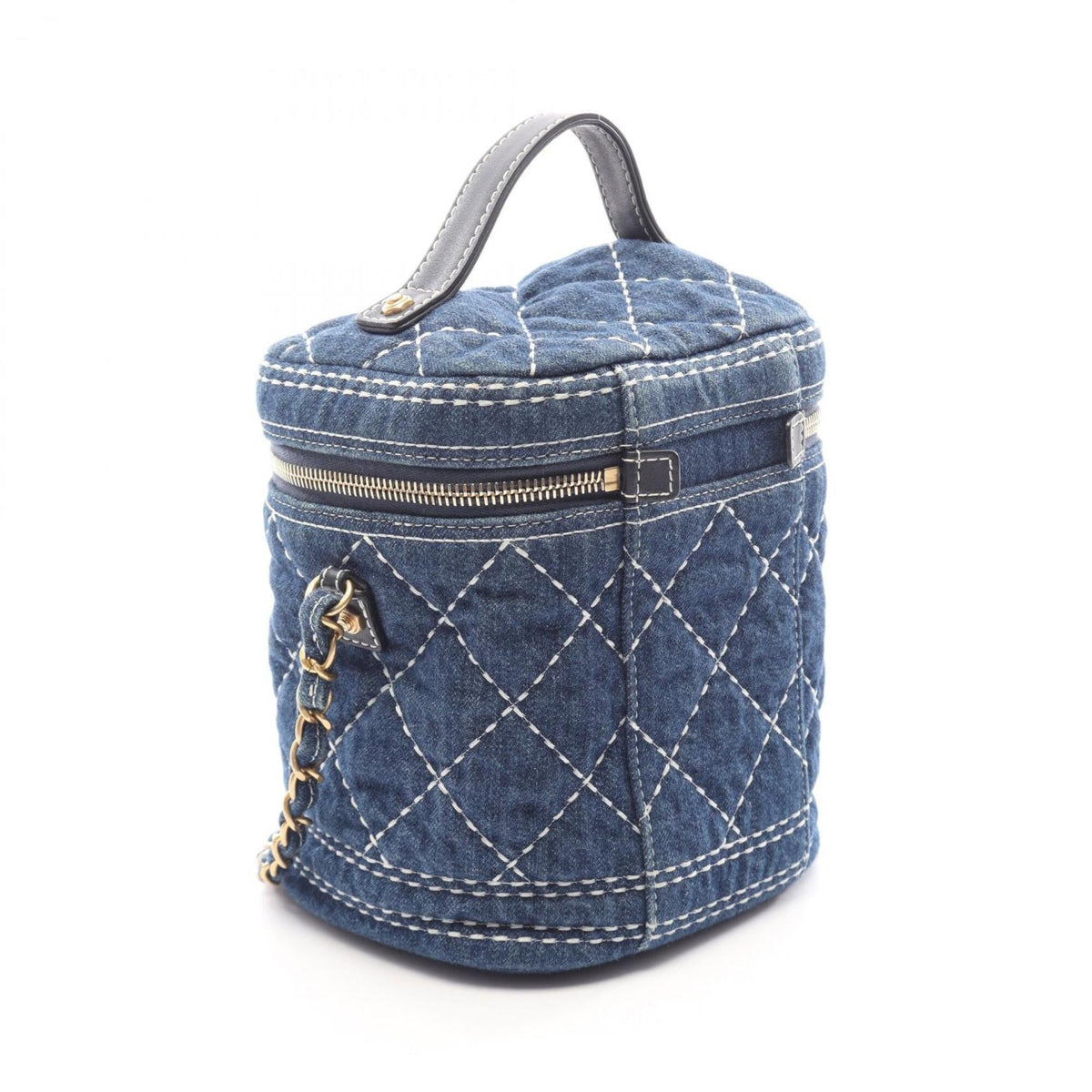 Chanel Denim Navy Denim Handbag Shoulder Bag Vanity Bag (Pre-Owned)