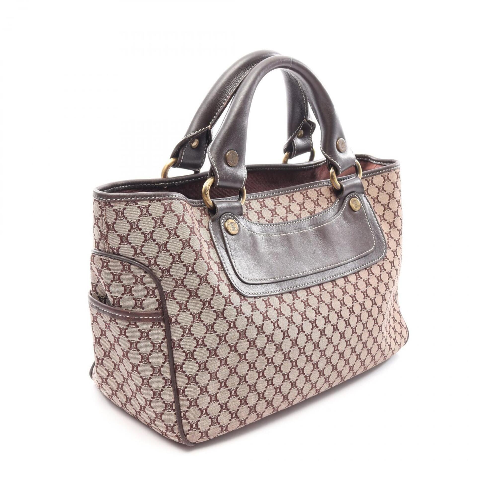Celine Beige Brown Canvas Leather Handbag (Pre-Owned)