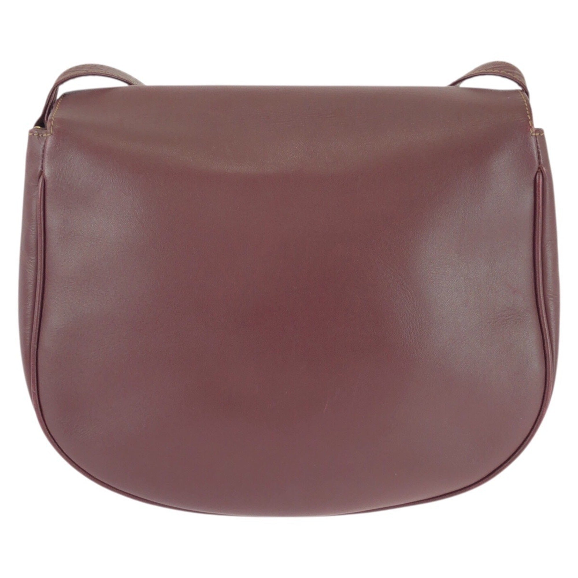 Cartier Bordeaux Wine Red Leather Messenger Bag Shoulder Bag (Pre-Owned)