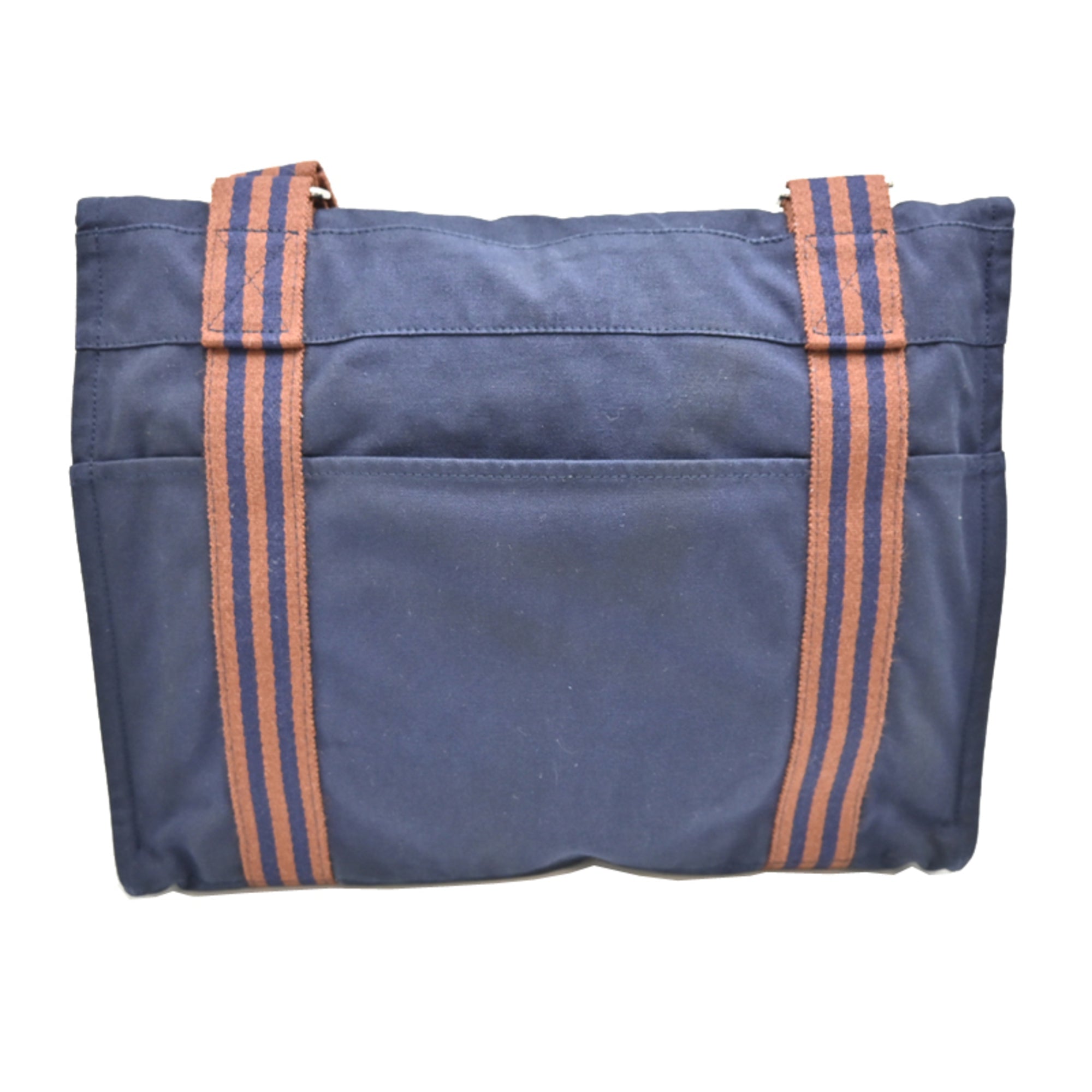 Hermes Brown Navy Cotton Shoulder Bag (Pre-Owned)