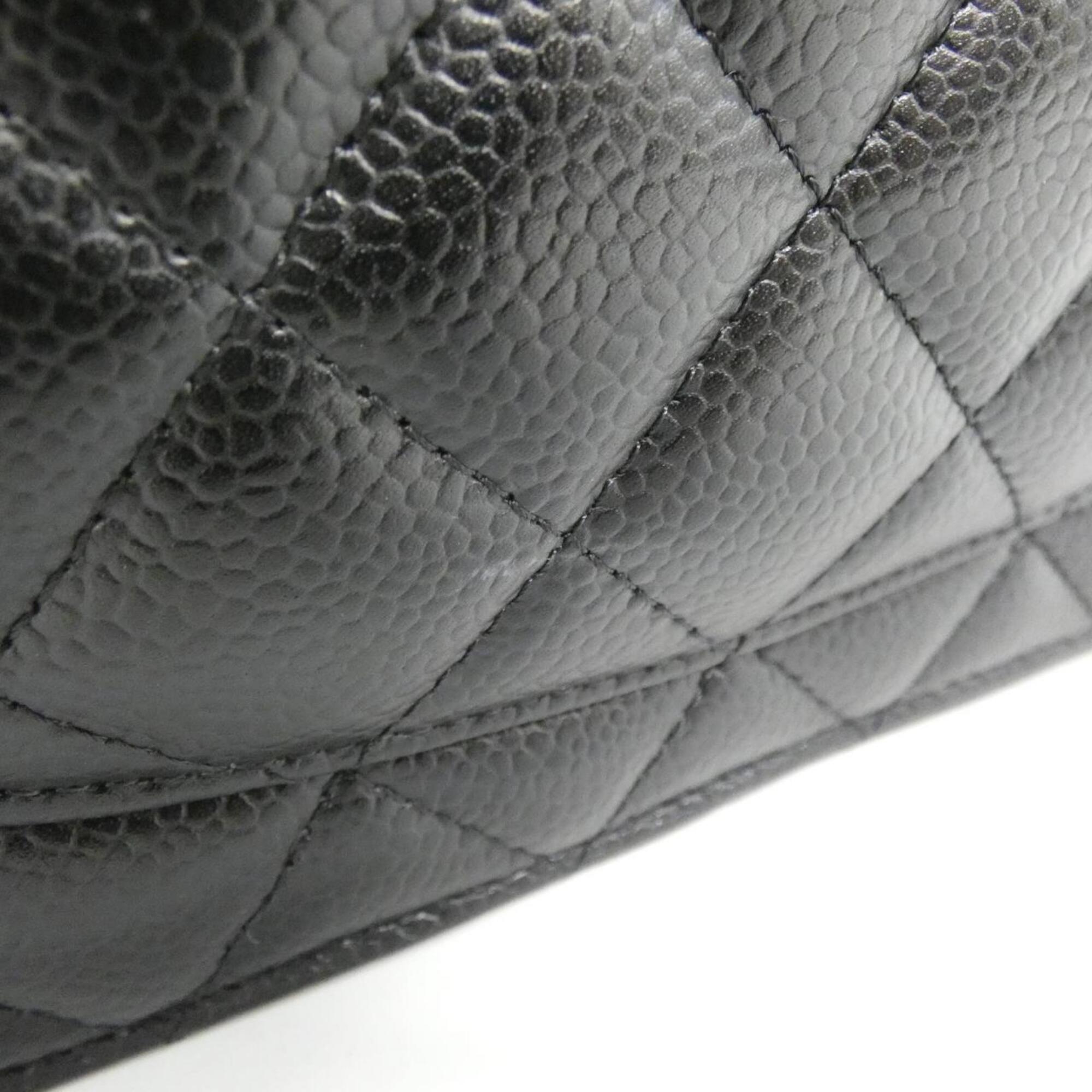 Chanel Black Grained Calfskin Chain/Shoulder Wallet (Pre-Owned)