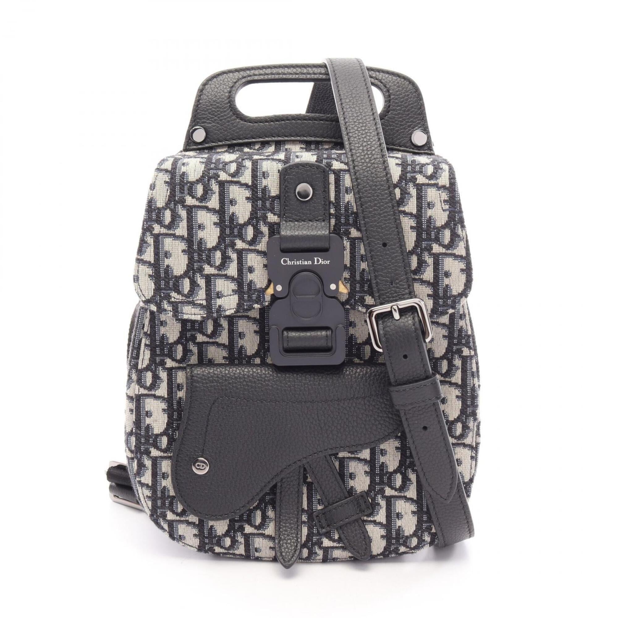 Christian Dior Beige Black Navy Canvas Jersey Backpack Handbag (Pre-Owned)