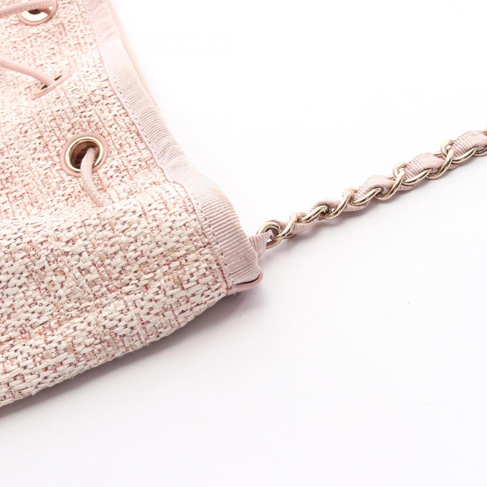 Chanel Pink Leather Straw Handbag Shoulder Bag (Pre-Owned)