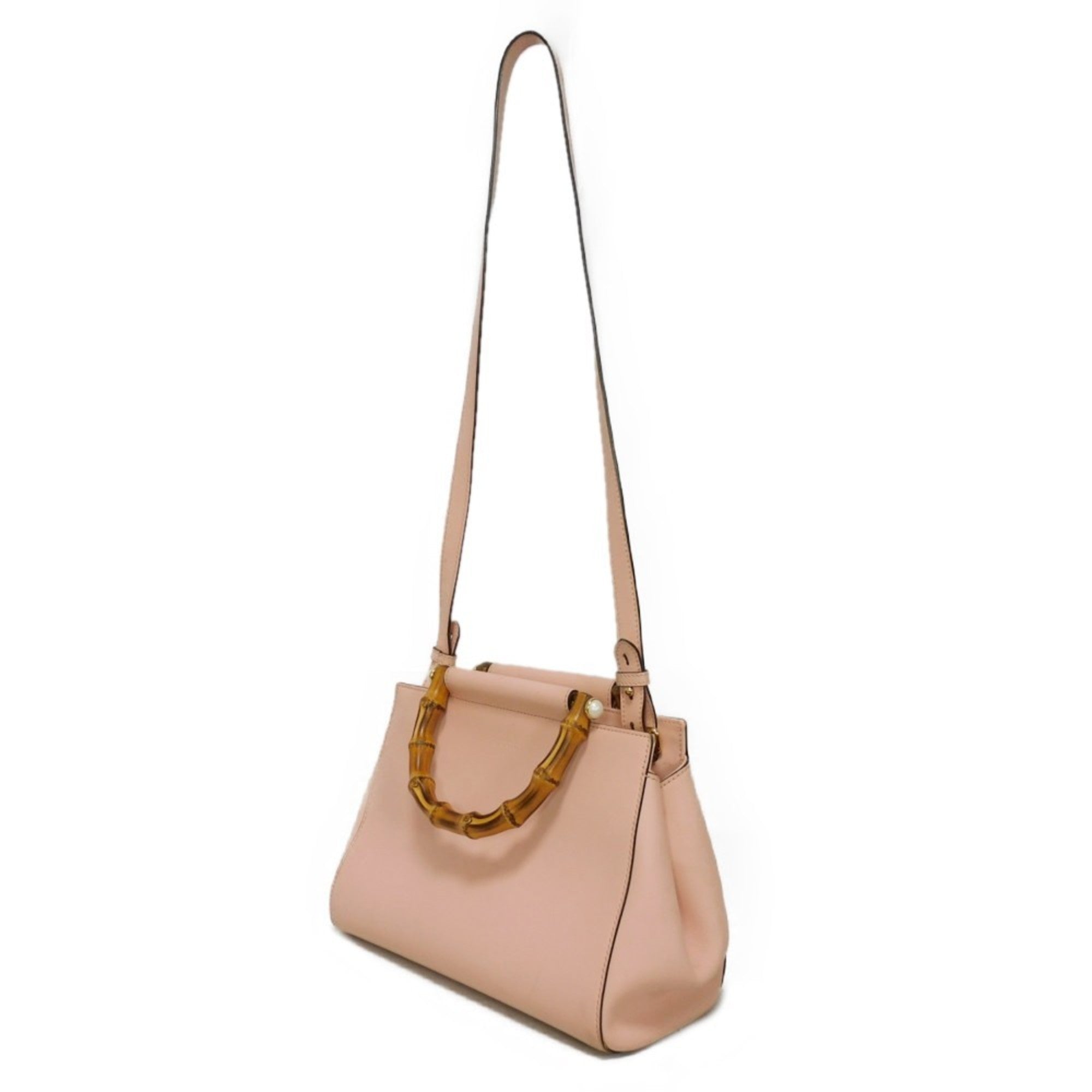 Gucci Light Pink Bamboo Leather Handbag (Pre-Owned)