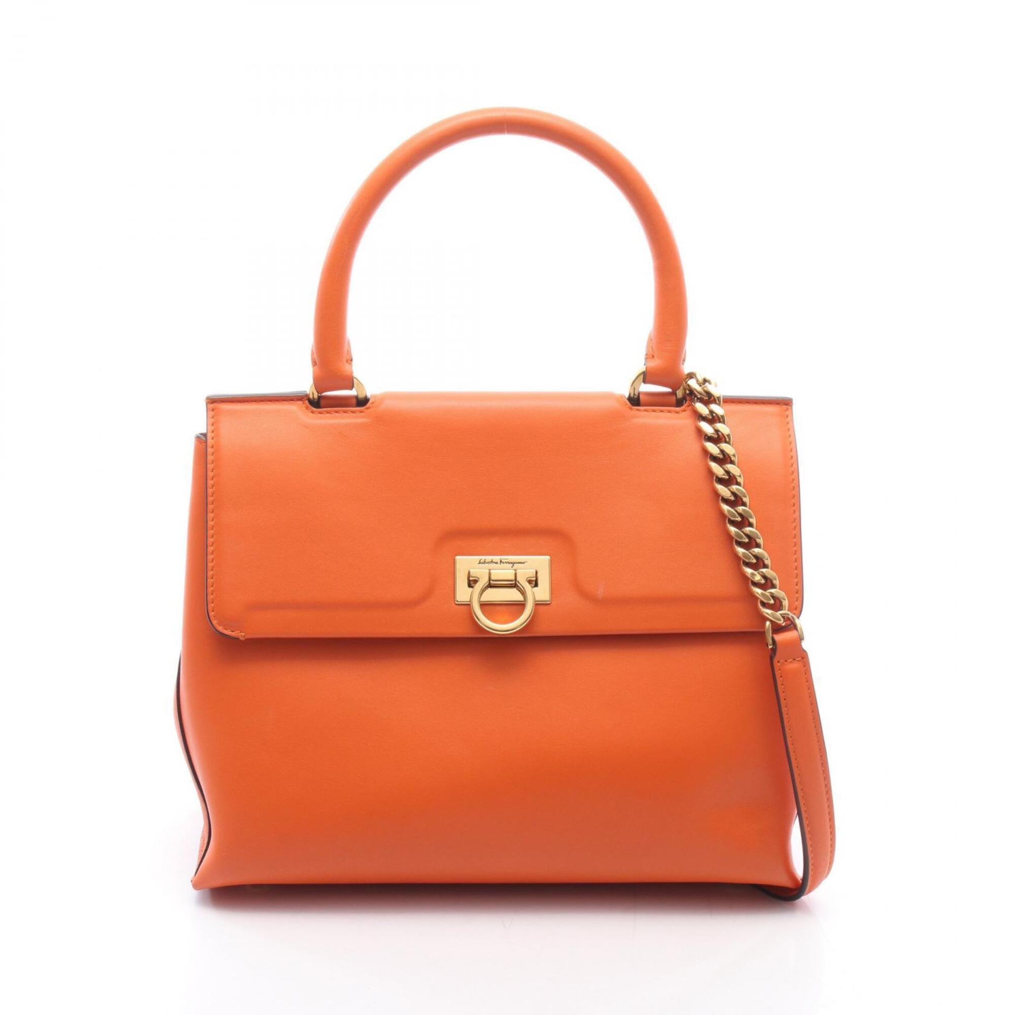 Salvatore Ferragamo Orange Leather Handbag (Pre-Owned)