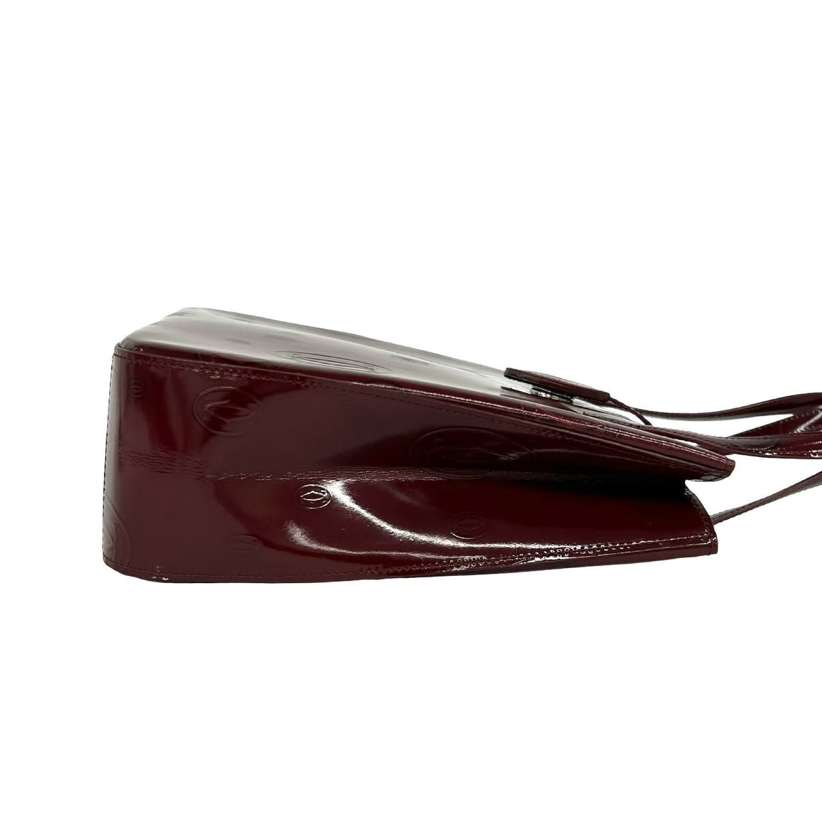 Cartier Wine Red Patent Leather Handbag Tote Bag (Pre-Owned)