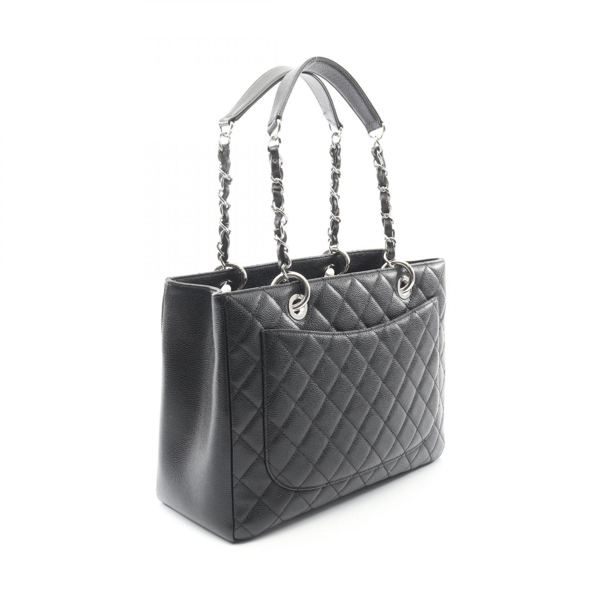 Chanel Black Grained Calfskin Handbag Tote Bag (Pre-Owned)