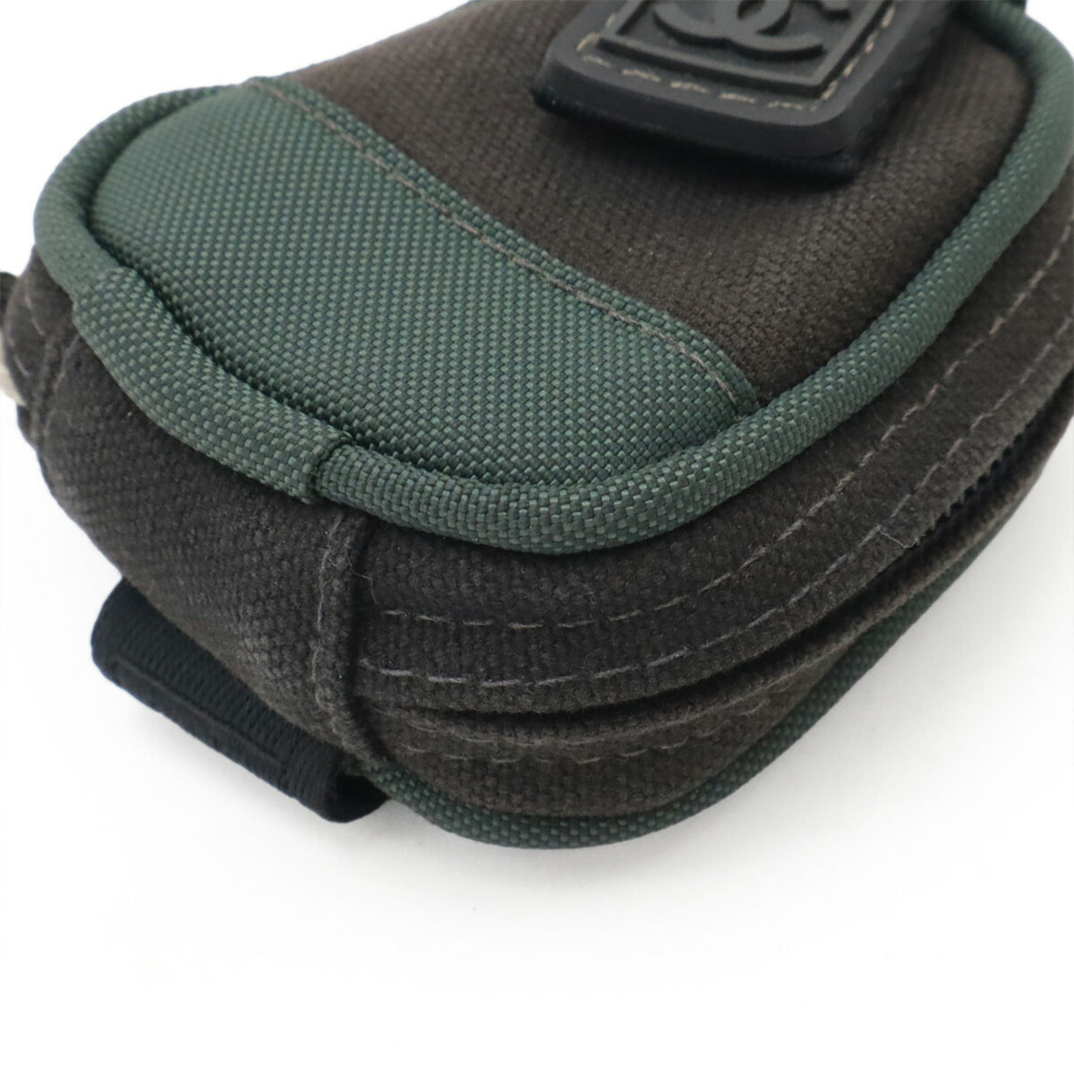 Chanel Black Green Canvas Nylon Pouch (Pre-Owned)
