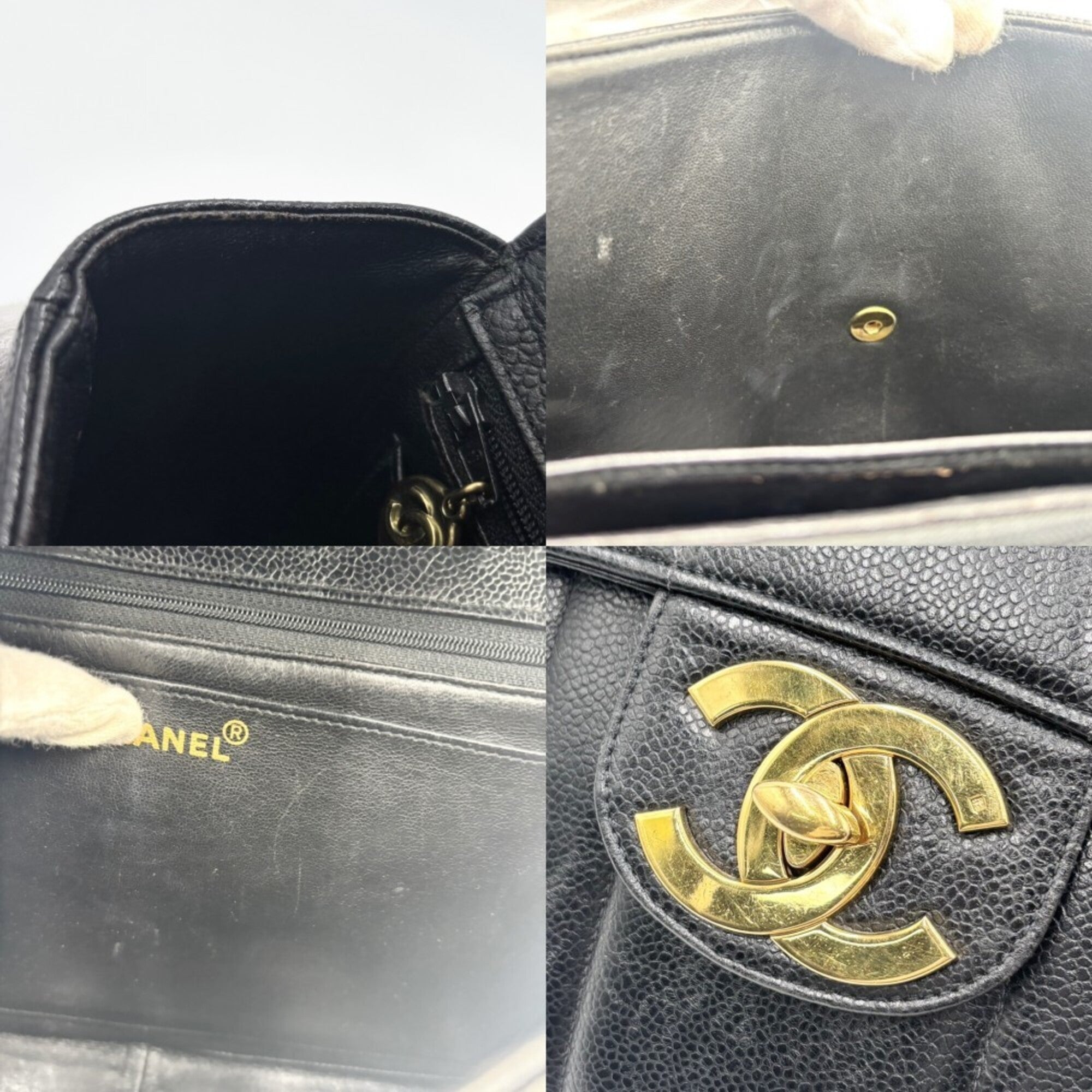 Chanel Black Grained Calfskin Shoulder Bag (Pre-Owned)