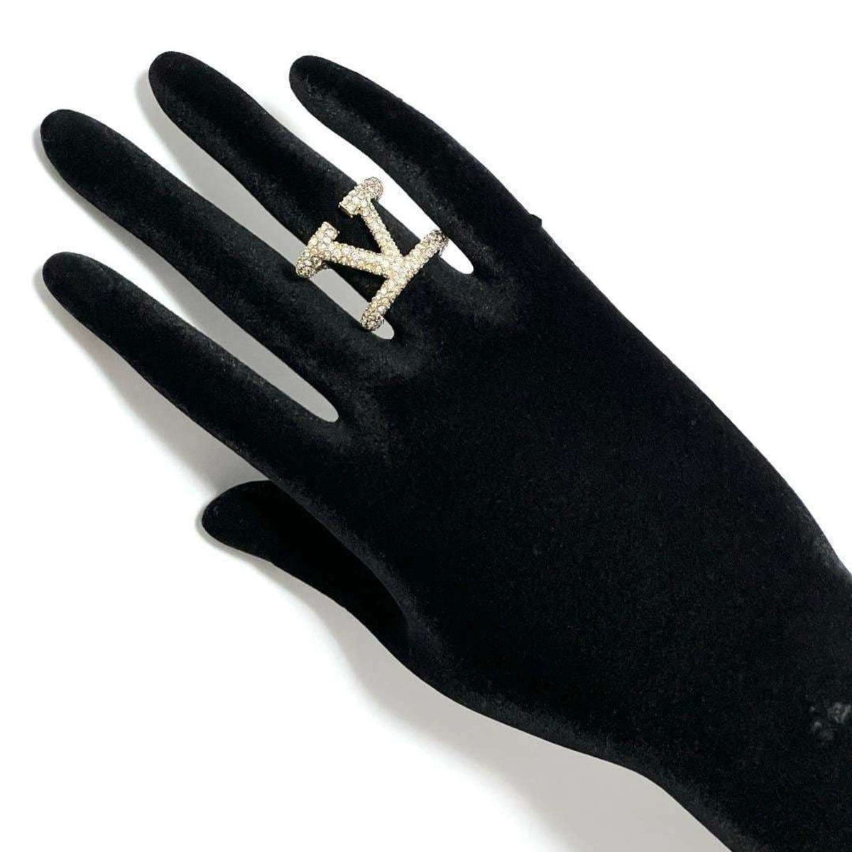 Valentino Gold Metal Rhinestone Band Ring (Pre-Owned)