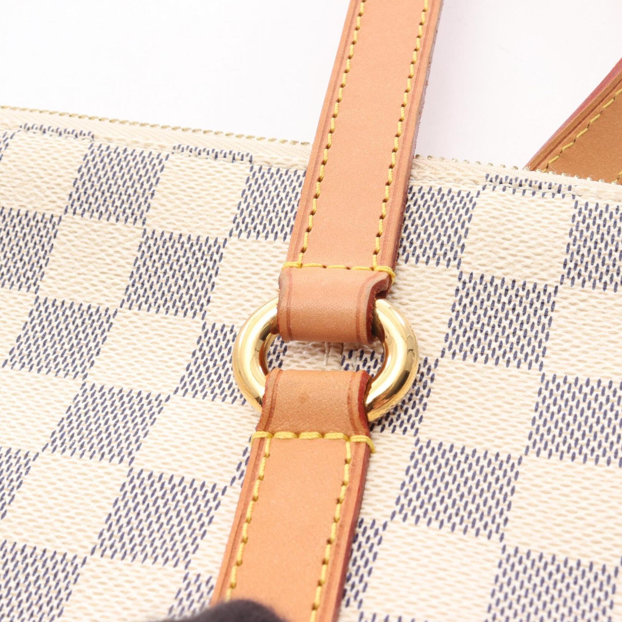 Louis Vuitton White Coated Canvas Pvc Damier Azur Leather Handbag Tote Bag (Pre-Owned)