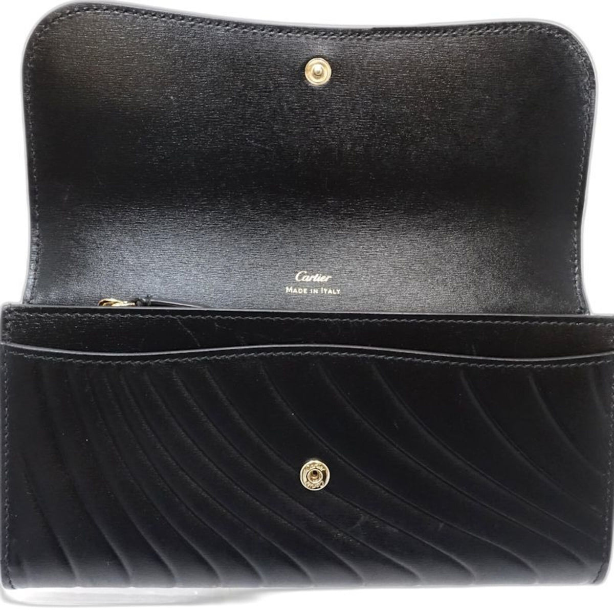 Cartier Black Leather Long Wallet (Bi-Fold) (Pre-Owned)