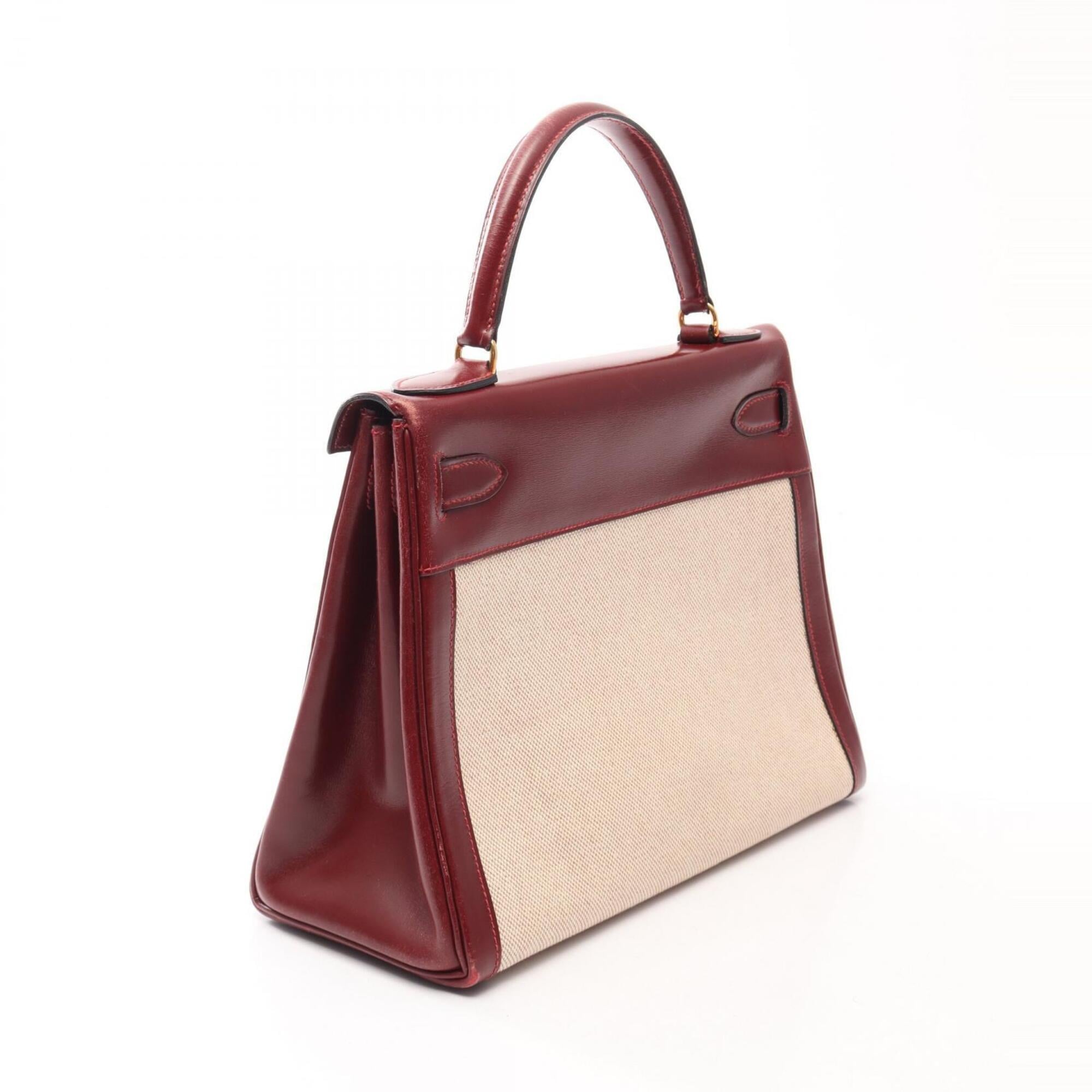 Hermes Beige Bordeaux Toile H Handbag (Pre-Owned)