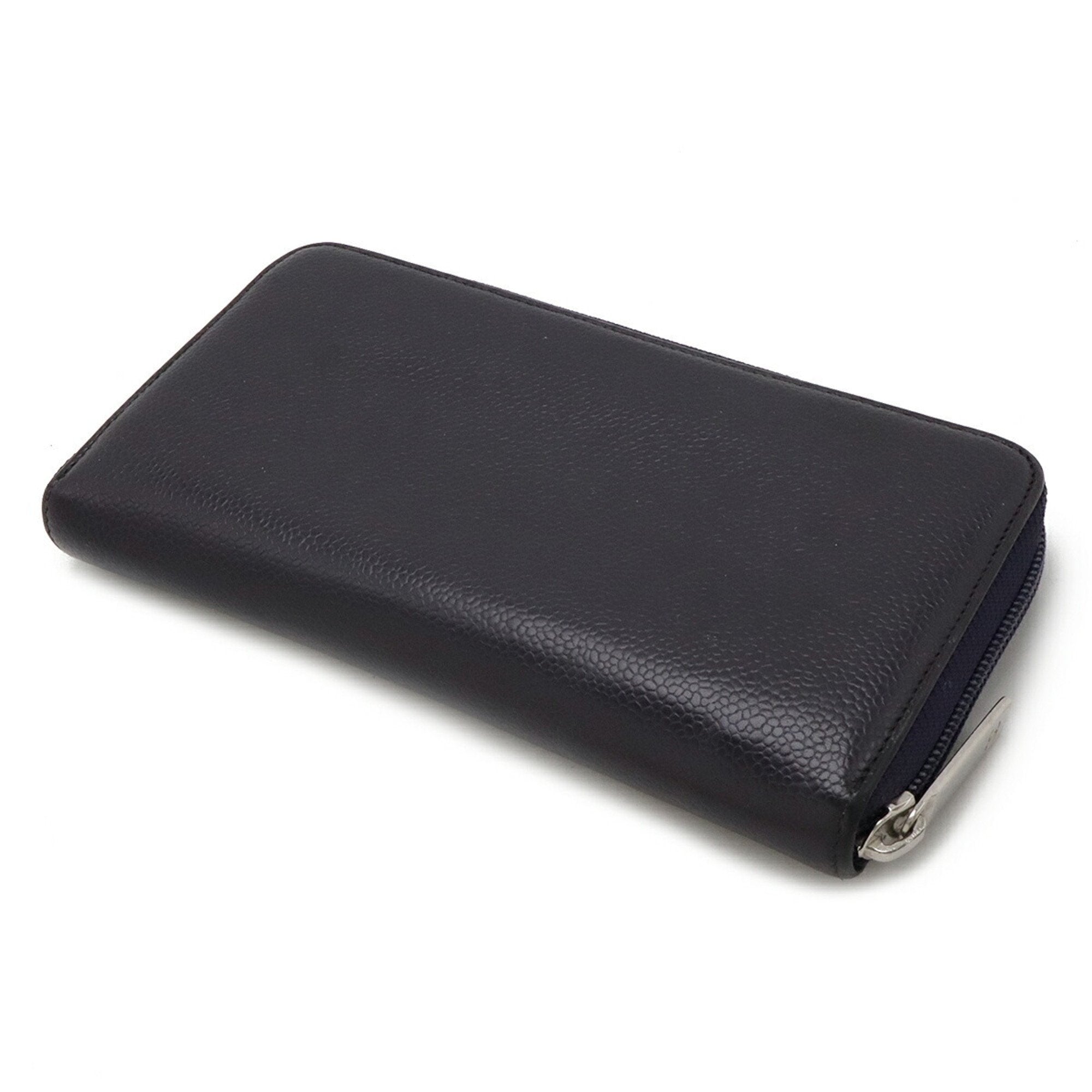 Chanel Dark Purple Caviar Leather Long Wallet (Bi-Fold) (Pre-Owned)