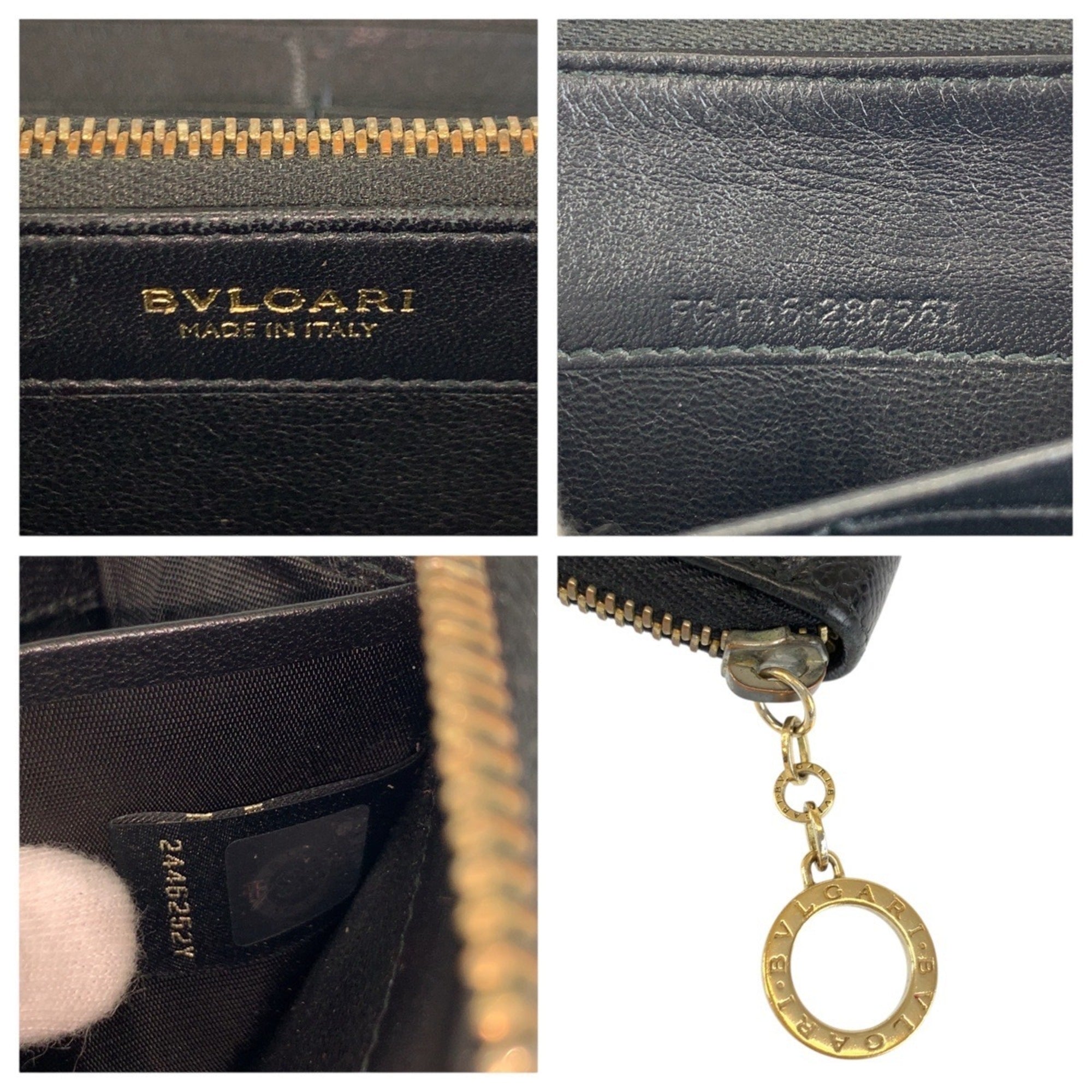 Bvlgari Black Leather Long Wallet (Bi-Fold) (Pre-Owned)