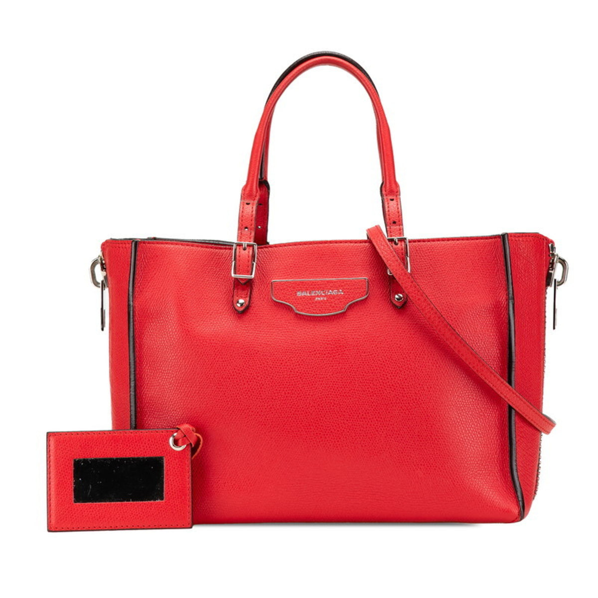 Balenciaga Red Color Leather Shoulder Bag Tote Bag (Pre-Owned)
