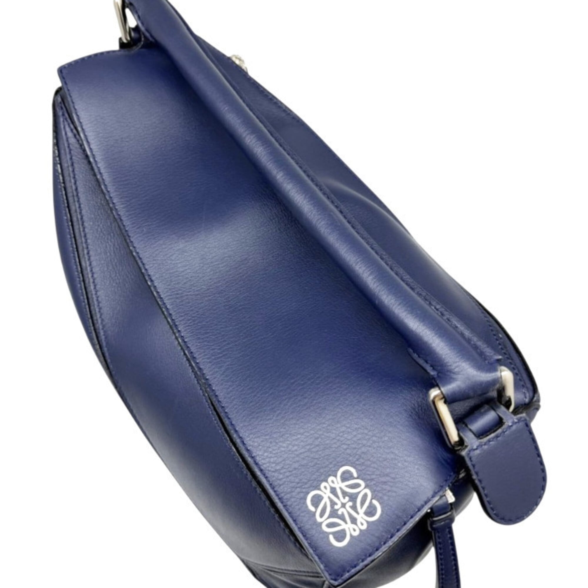 Loewe Navy Leather Handbag Shoulder Bag (Pre-Owned)