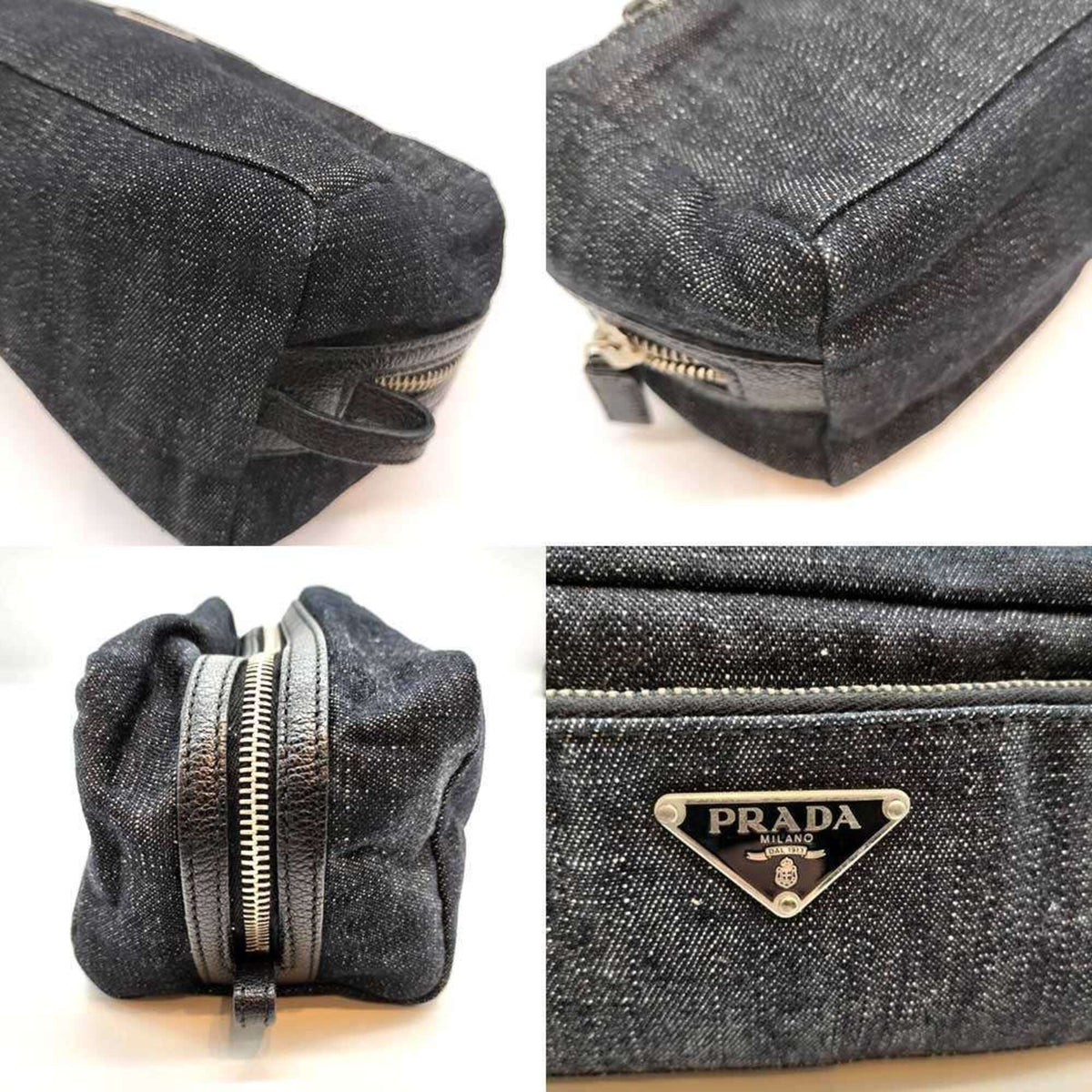 Prada Navy Denim Pouch (Pre-Owned)