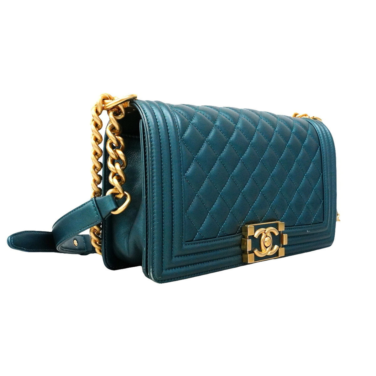 Chanel Blue Leather Shoulder Bag (Pre-Owned)