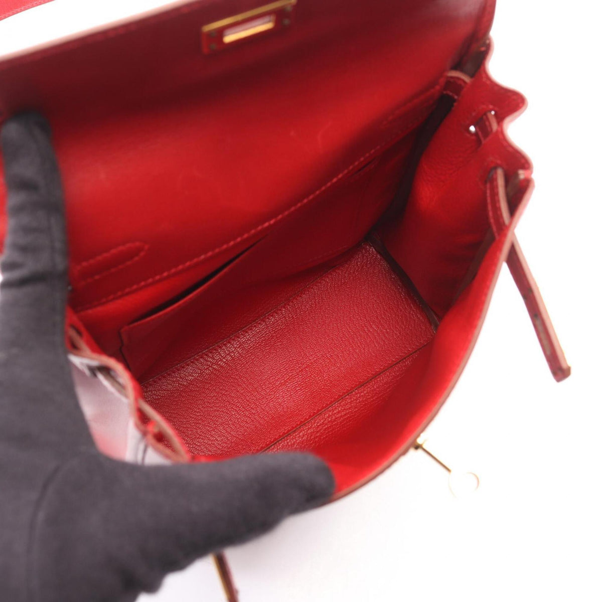 Hermes Red Color Box Calf Leather Leather Backpack Handbag (Pre-Owned)