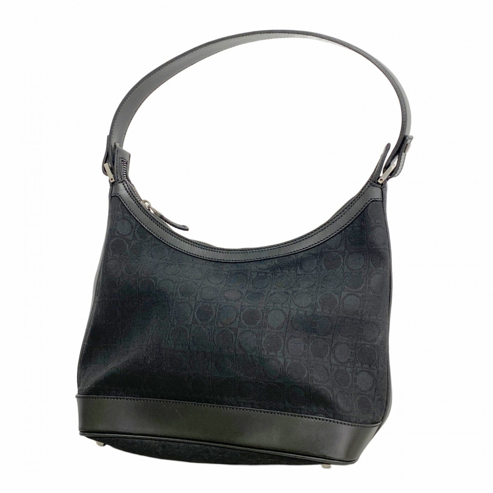 Salvatore Ferragamo Black Canvas Shoulder Bag (Pre-Owned)