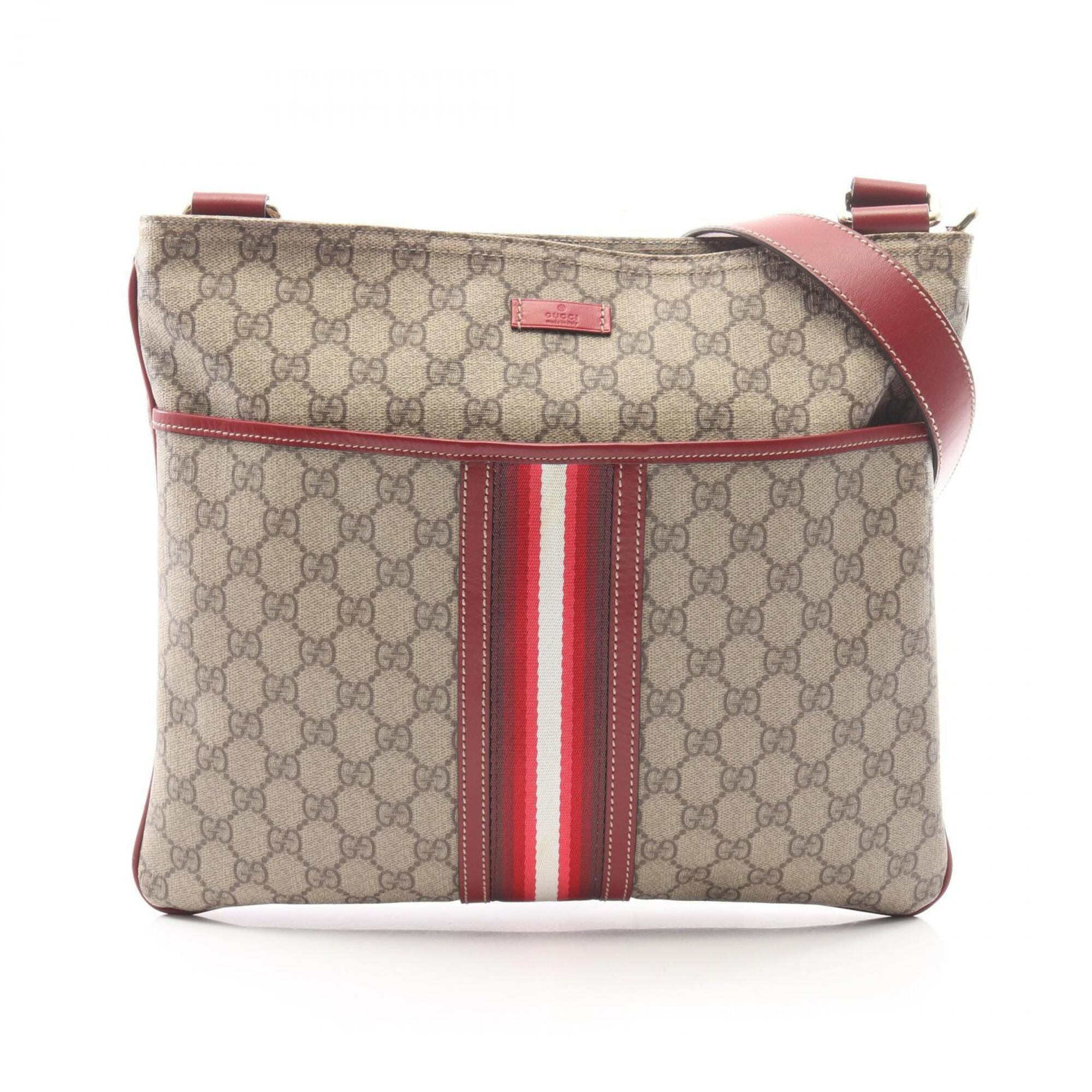 Gucci Beige Red Color Pvc Leather Handbag Shoulder Bag (Pre-Owned)