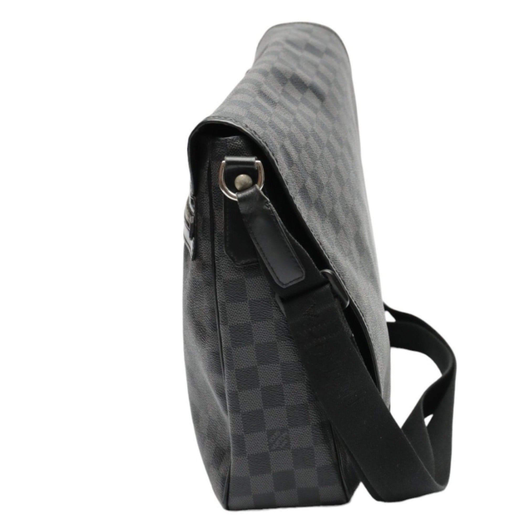 Louis Vuitton Damier Graphite Black Leather Shoulder Bag (Pre-Owned)