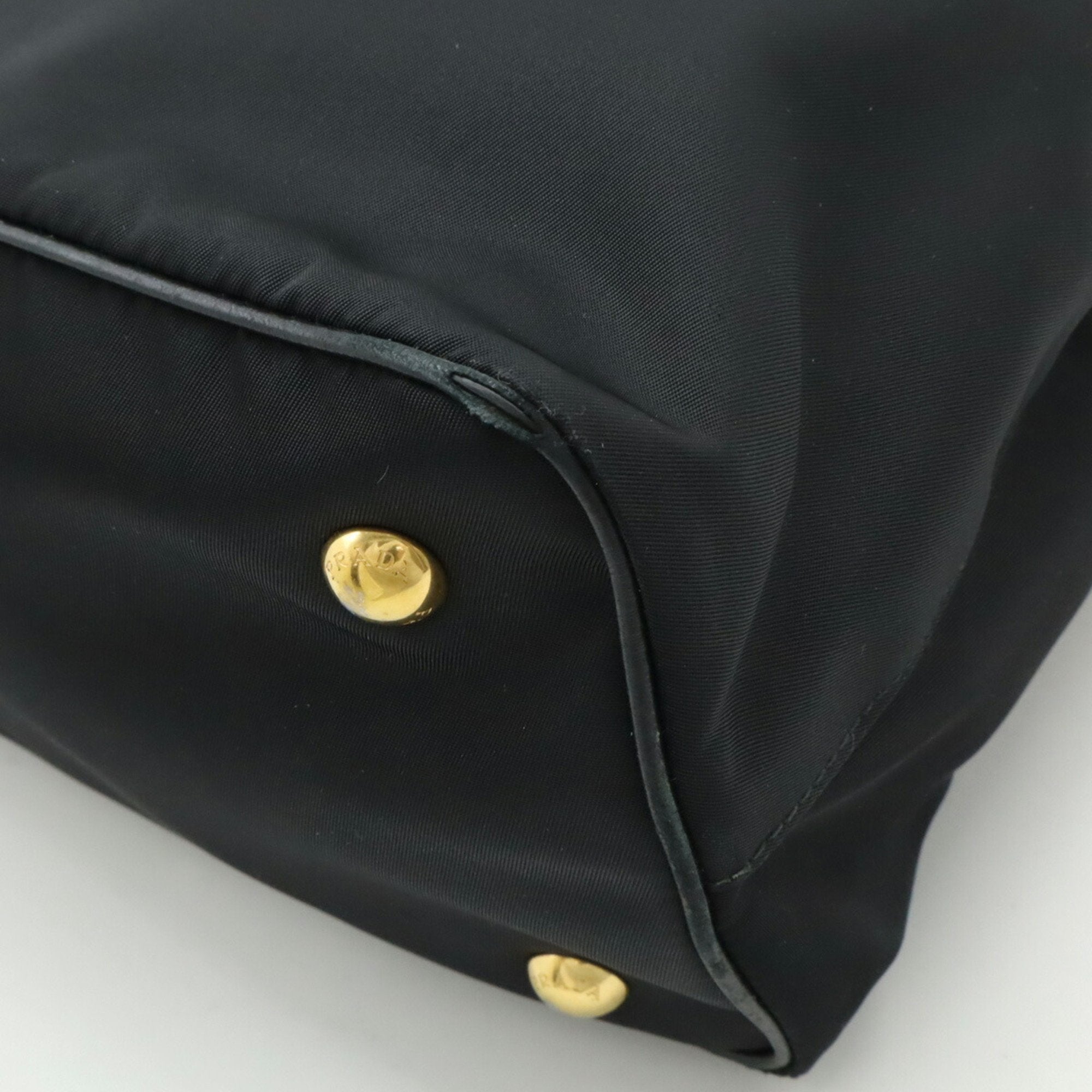 Prada Black Nero Nylon Leather Handbag Shoulder Bag (Pre-Owned)