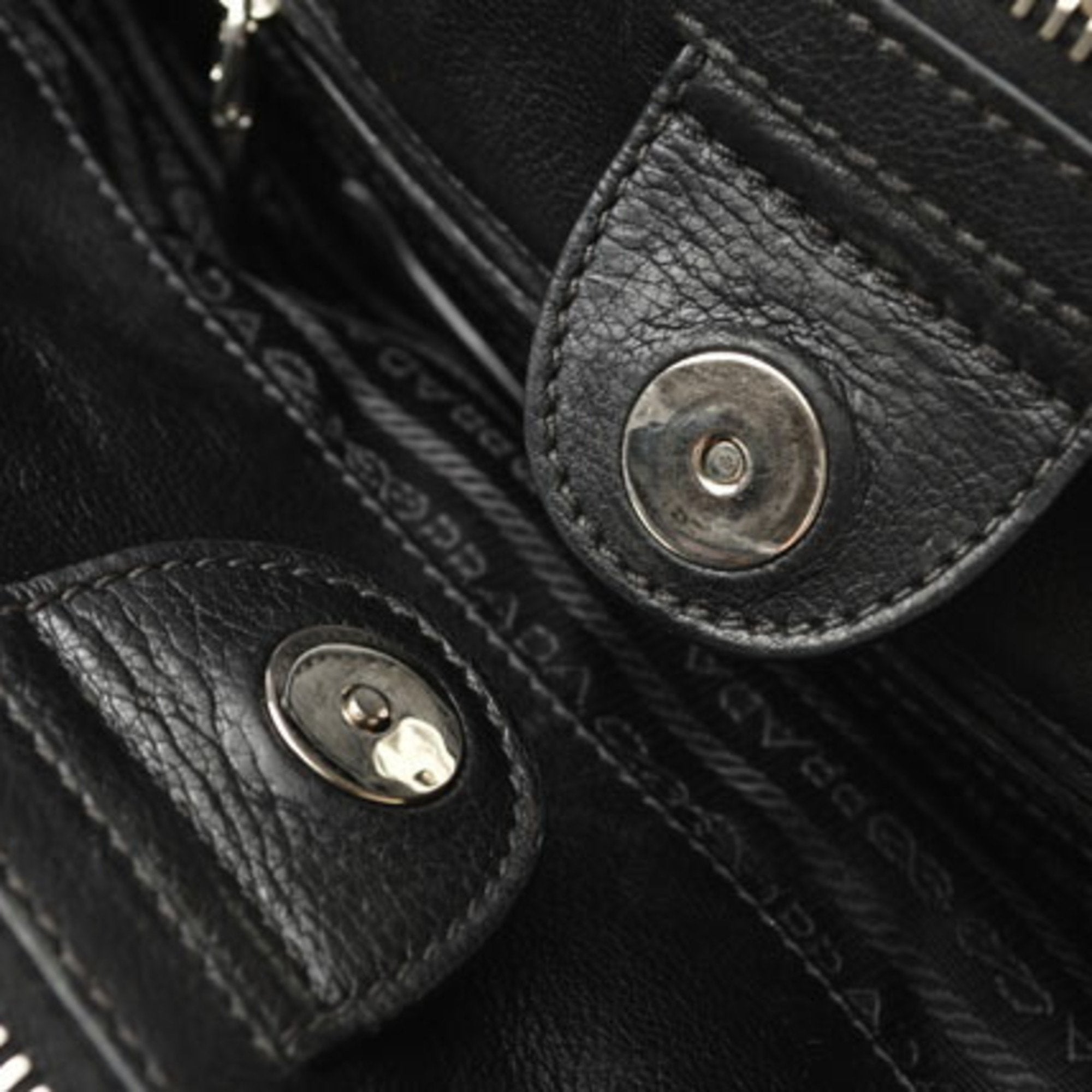 Prada Black Nero Leather Handbag Shoulder Bag (Pre-Owned)