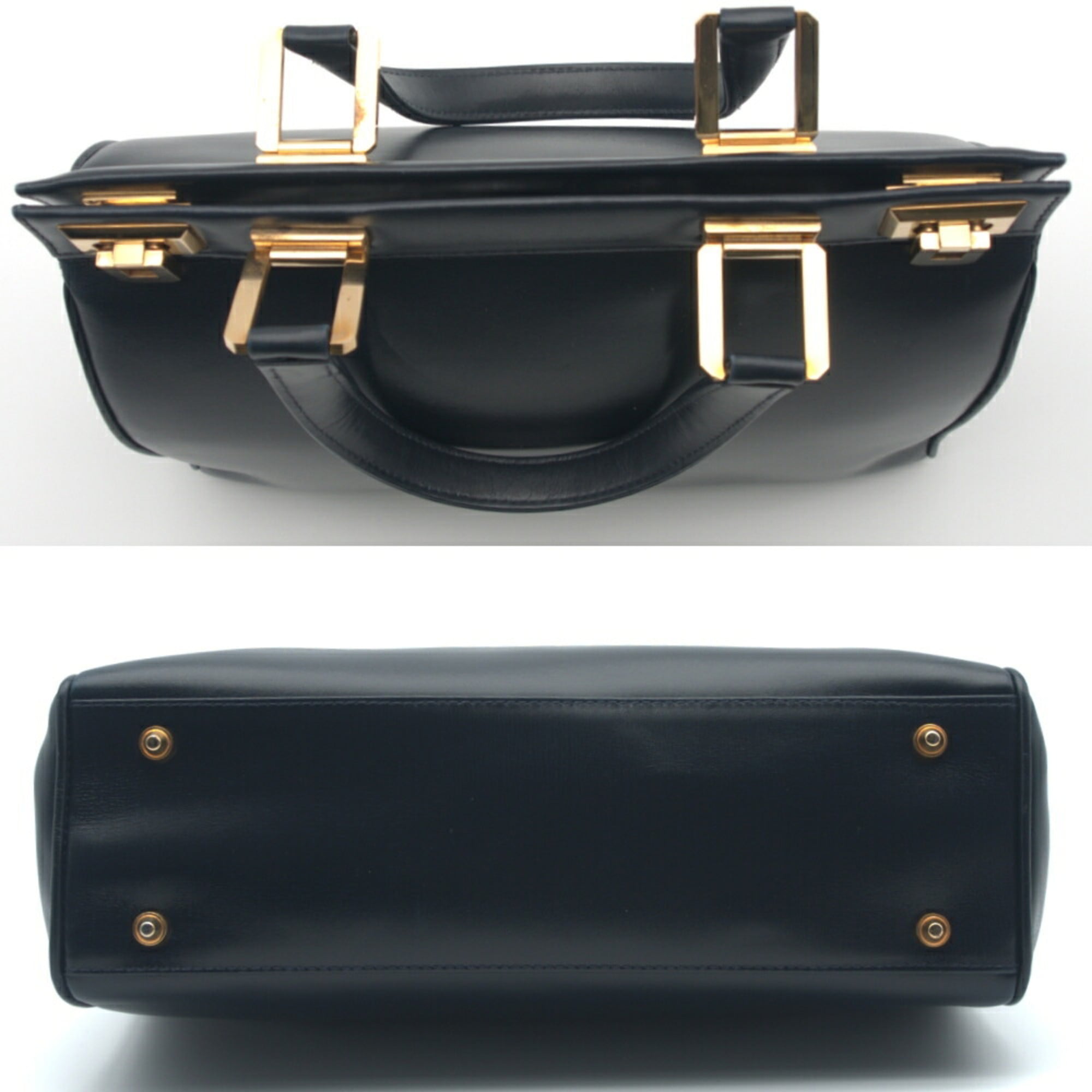 Gucci Dark Navy Leather Tote Bag (Pre-Owned)