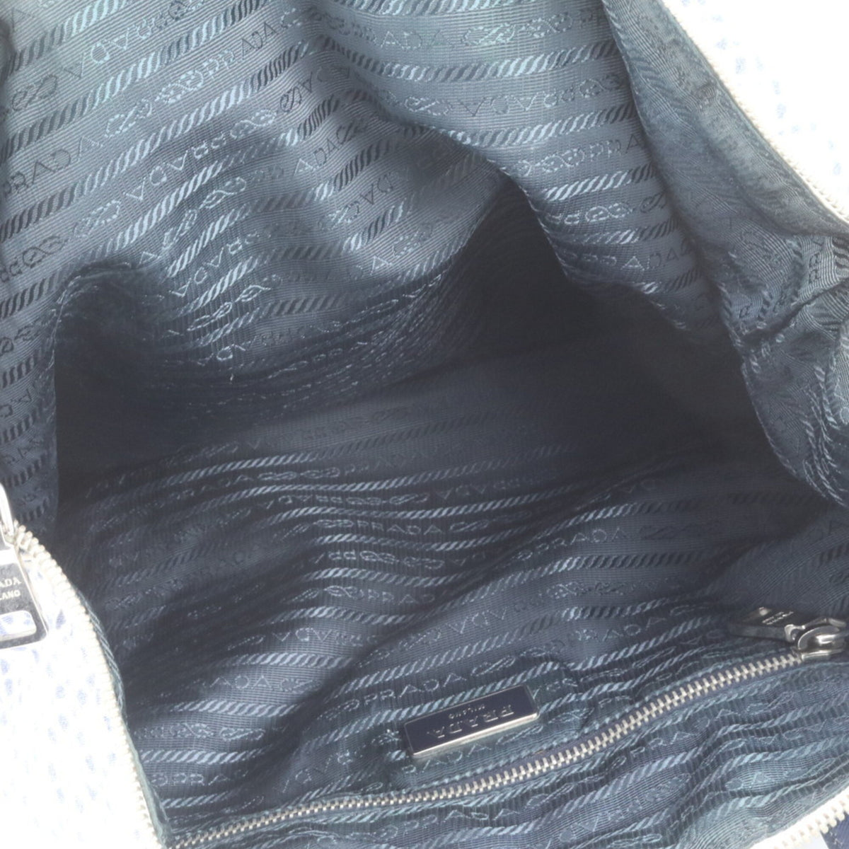 Prada Blue Leather Nylon Shoulder Bag Tote Bag (Pre-Owned)