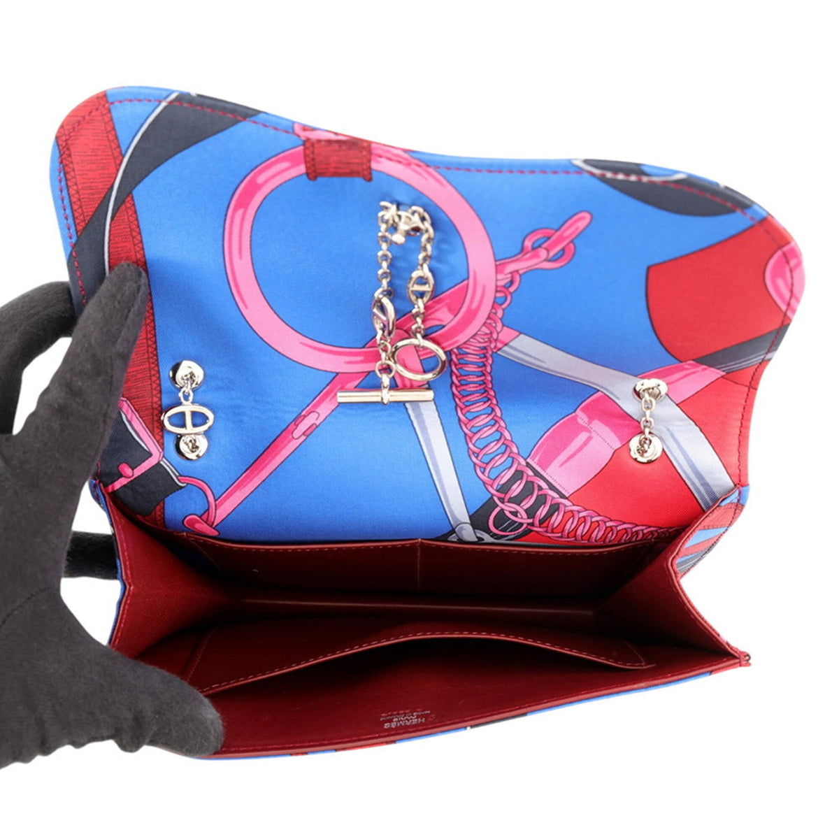 Hermes Kara Blue Multi-Color Silk Handbag Shoulder Bag (Pre-Owned)