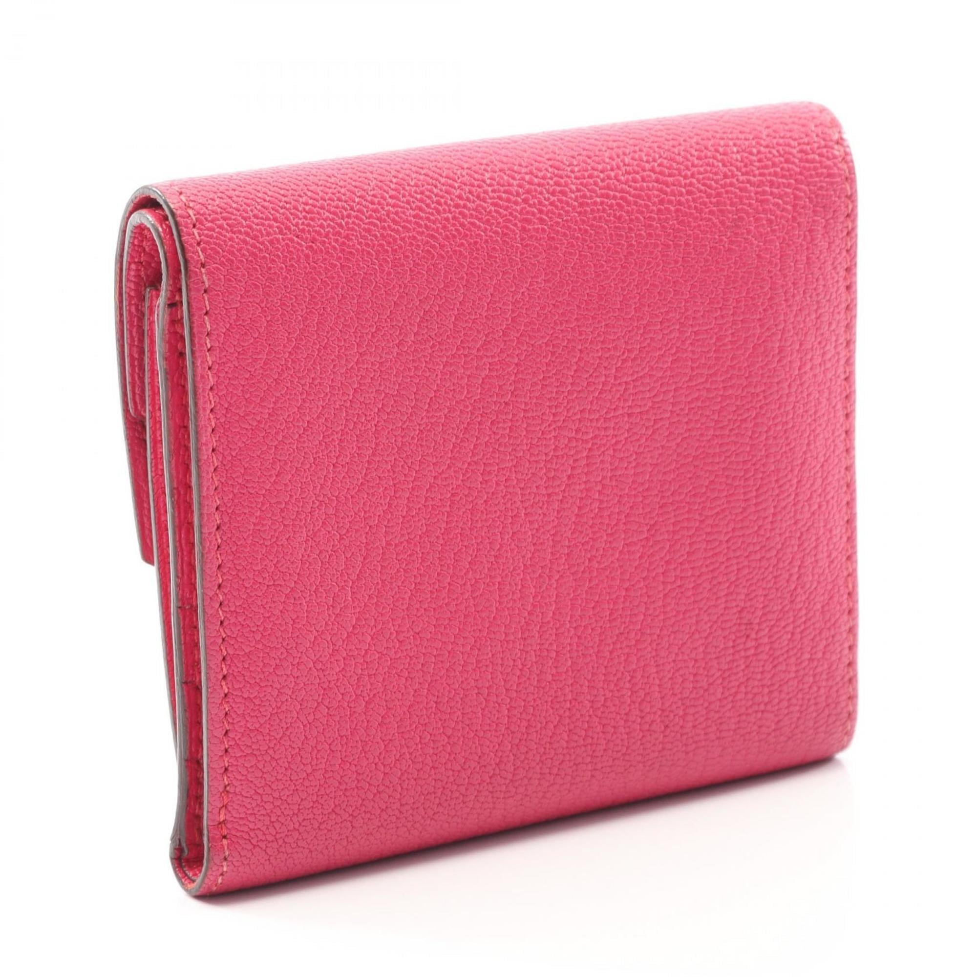 Hermes Pink Chevre Leather Wallet (Tri-Fold) (Pre-Owned)