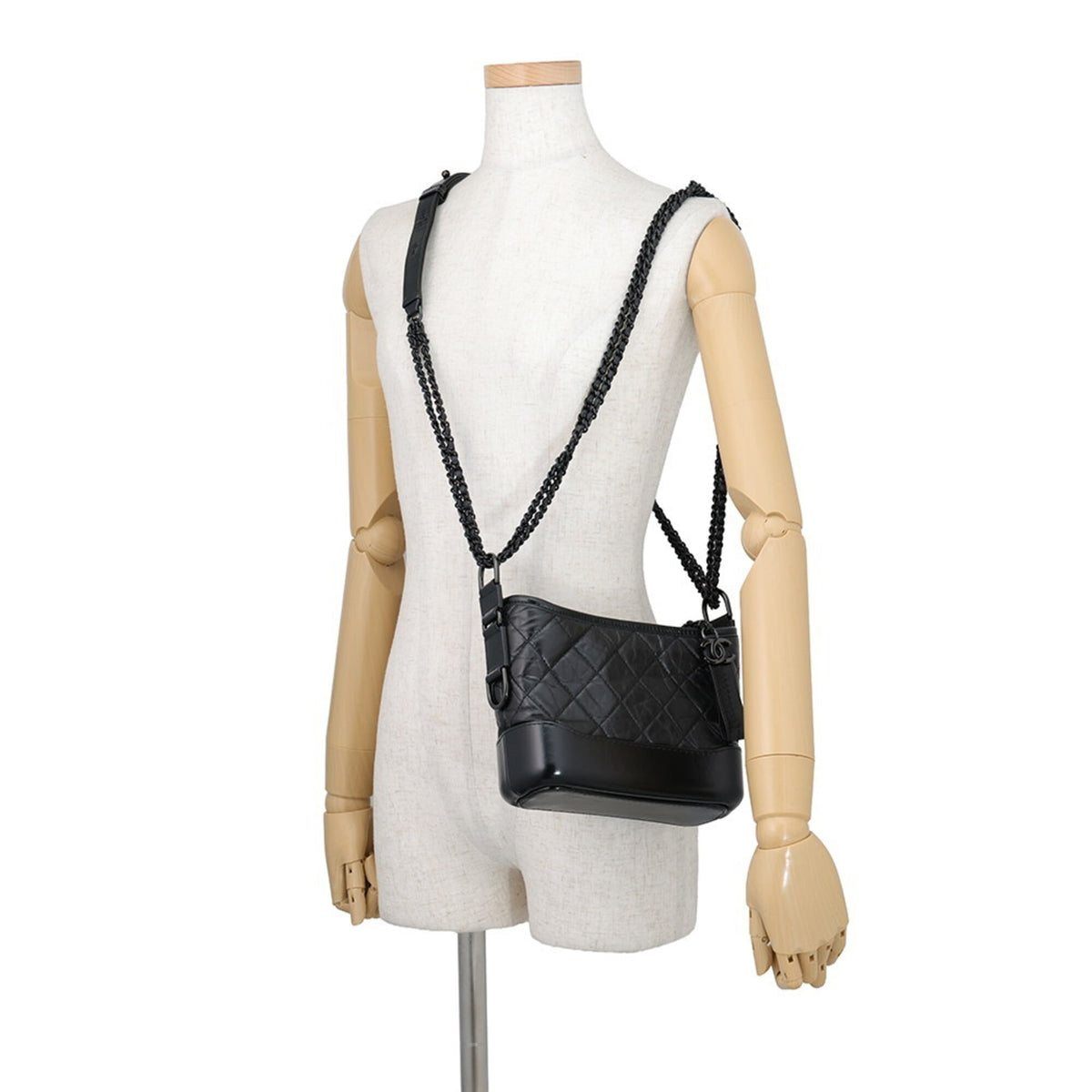 Chanel Gabriel Black Leather Handbag Shoulder Bag (Pre-Owned)