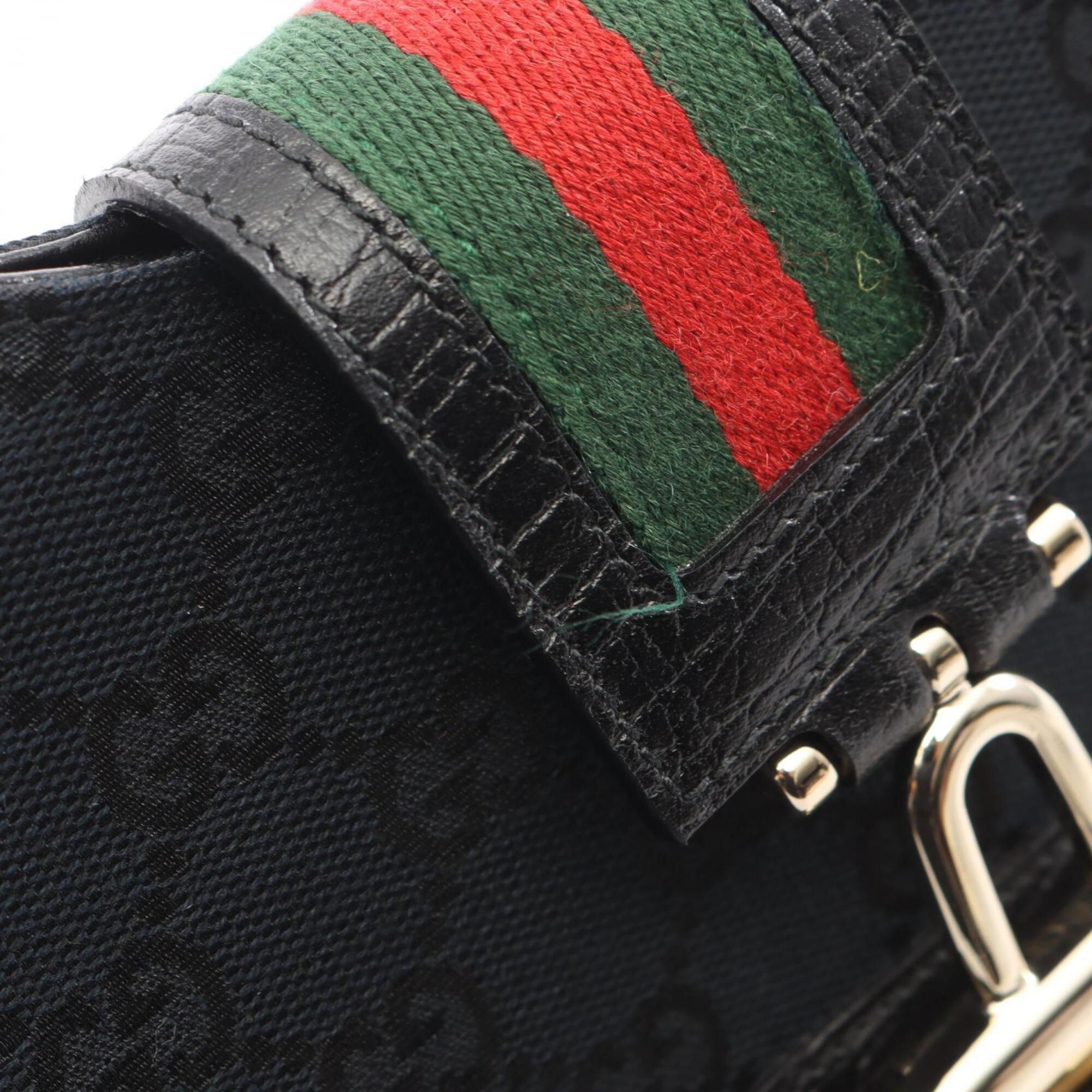 Gucci Black Multi-Color Canvas Leather Handbag (Pre-Owned)