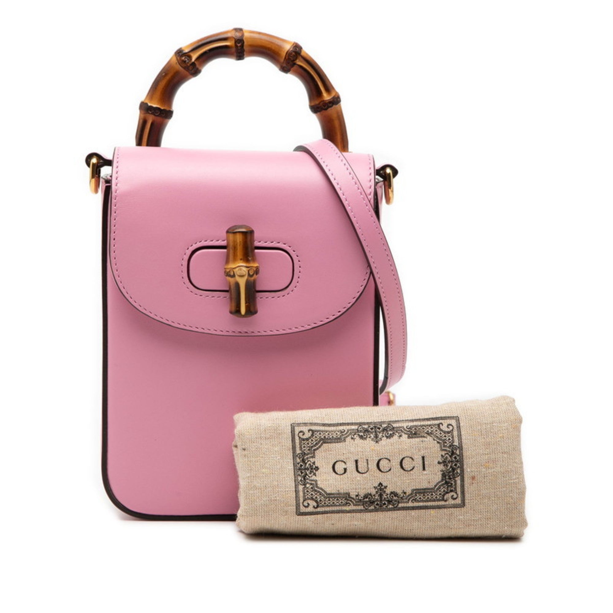 Gucci Pink Leather Handbag Shoulder Bag (Pre-Owned)