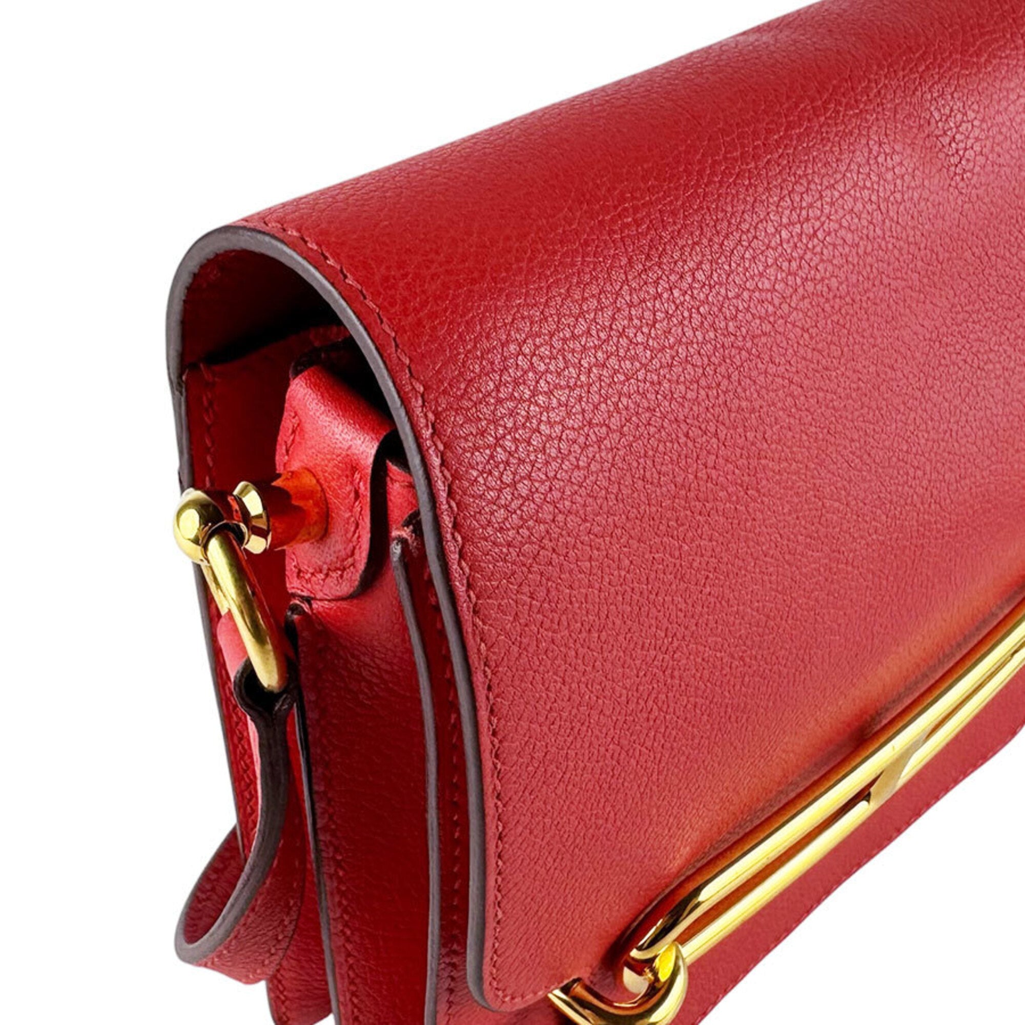 Hermes Red Color Evercalf Leather Shoulder Bag (Pre-Owned)
